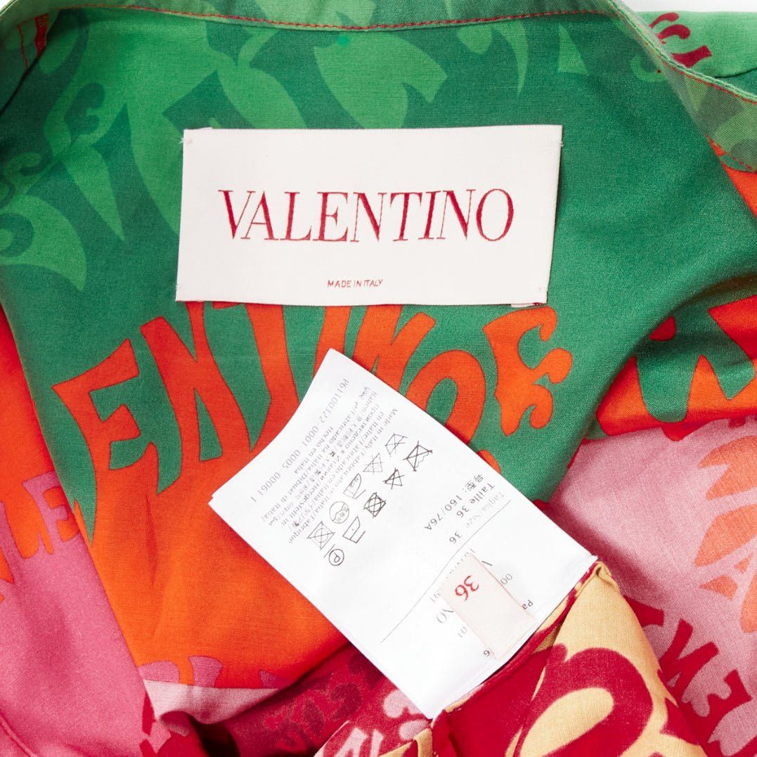 Valentino VALAENTINO GARAVANI Waves rainbow logo print silk cotton kaftan dress IT36 XS Size XS / US 0-2 / IT 36-38 - 8 Thumbnail