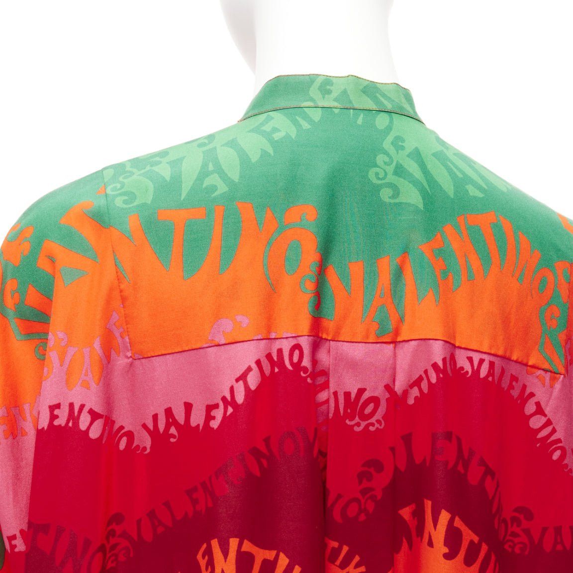 Valentino VALAENTINO GARAVANI Waves rainbow logo print silk cotton kaftan dress IT36 XS Size XS / US 0-2 / IT 36-38 - 2 Thumbnail