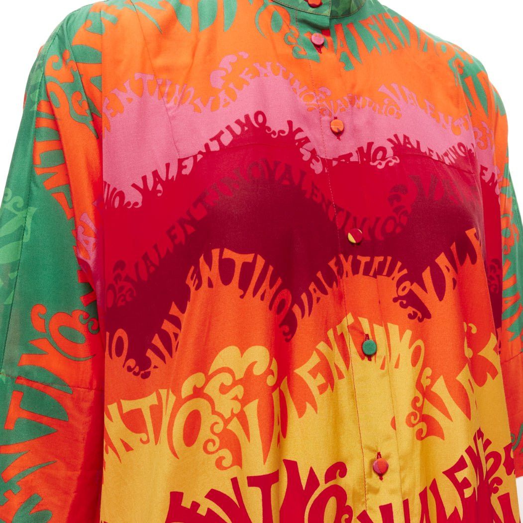 Valentino VALAENTINO GARAVANI Waves rainbow logo print silk cotton kaftan dress IT36 XS Size XS / US 0-2 / IT 36-38 - 7 Thumbnail