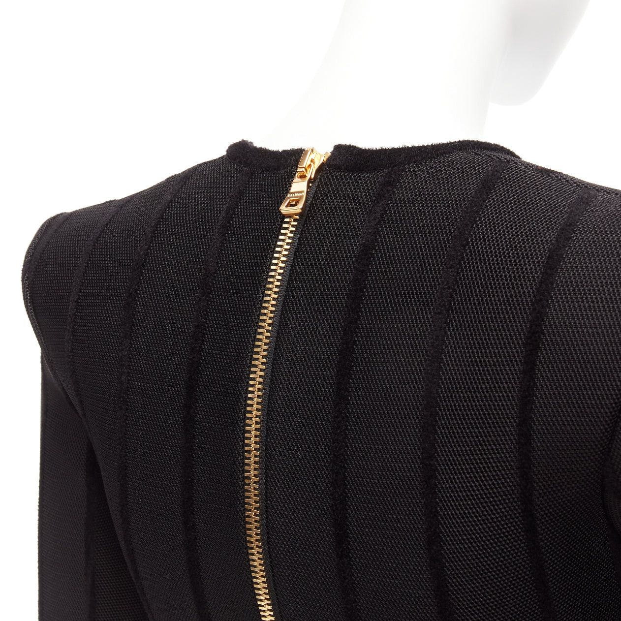 Balmain BALMAIN 2023 black striped chenille gold lion button mesh mini dress FR34 XS Size XS / US 0-2 / IT 36-38 - 7 Thumbnail