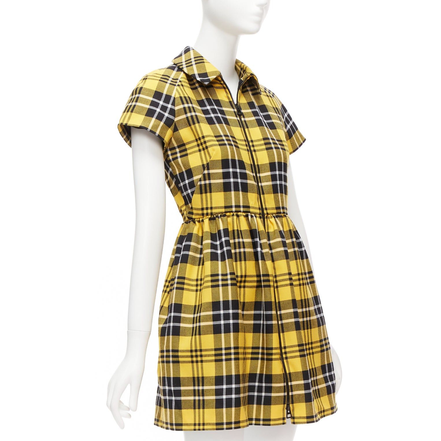 Dior CHRISTIAN DIOR 2022 Runway yellow punk plaid tartan wool zip front dress FR34 XS Size XS / US 0-2 / IT 36-38 - 3 Thumbnail
