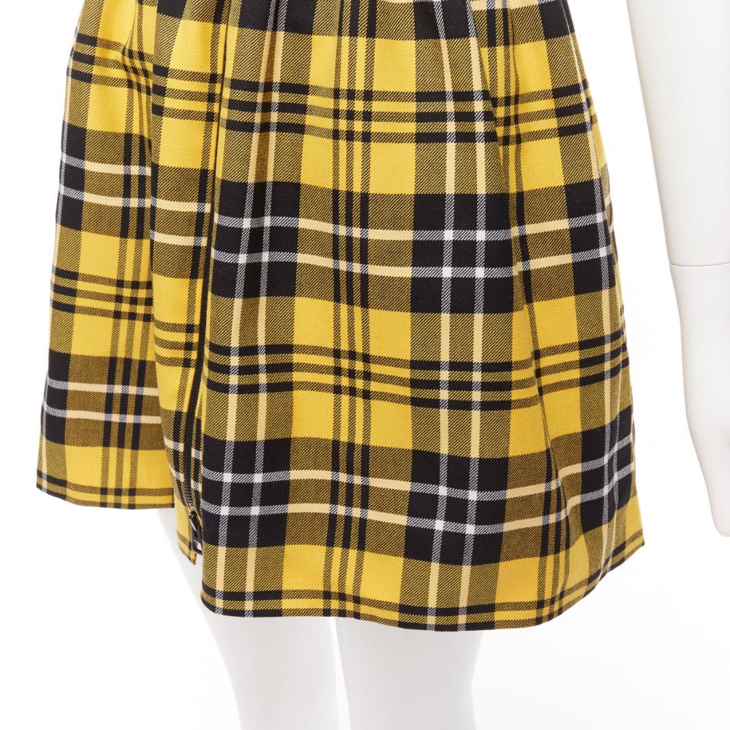 Dior CHRISTIAN DIOR 2022 Runway yellow punk plaid tartan wool zip front dress FR34 XS Size XS / US 0-2 / IT 36-38 - 7 Thumbnail