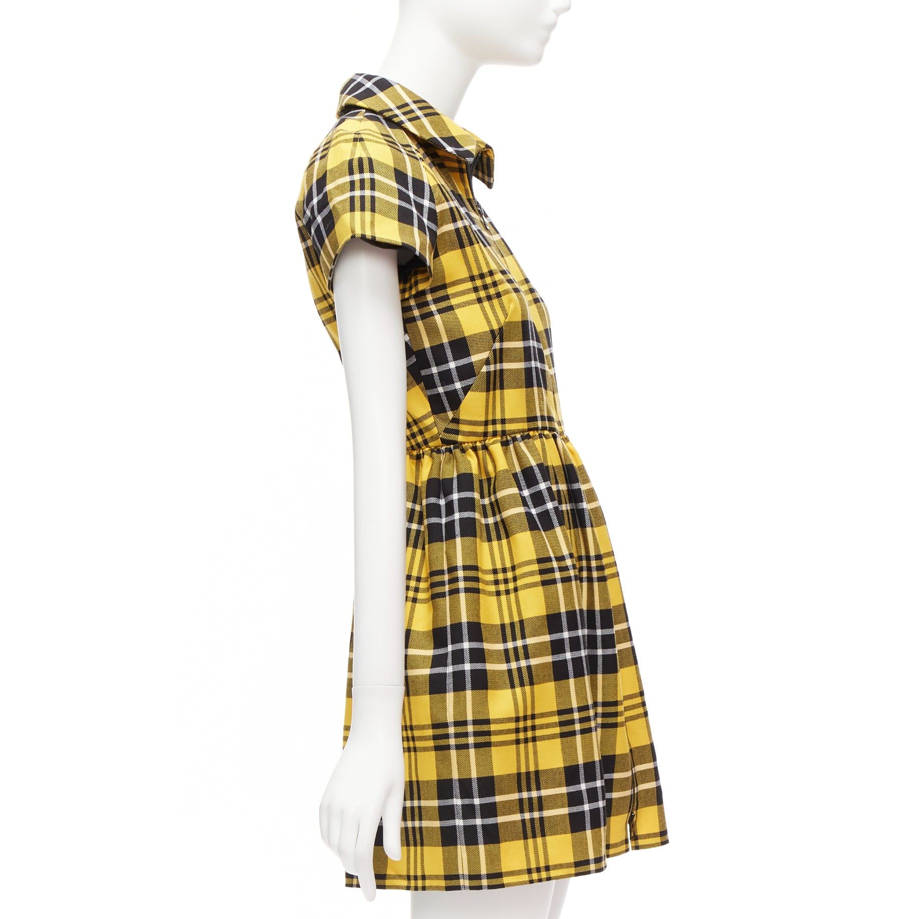 Dior CHRISTIAN DIOR 2022 Runway yellow punk plaid tartan wool zip front dress FR34 XS Size XS / US 0-2 / IT 36-38 - 4 Thumbnail
