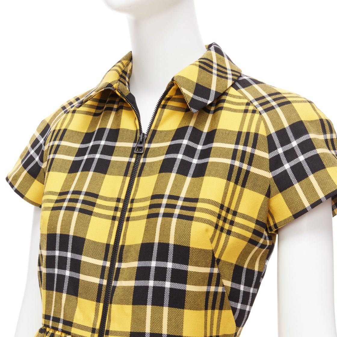 Dior CHRISTIAN DIOR 2022 Runway yellow punk plaid tartan wool zip front dress FR34 XS Size XS / US 0-2 / IT 36-38 - 2 Thumbnail