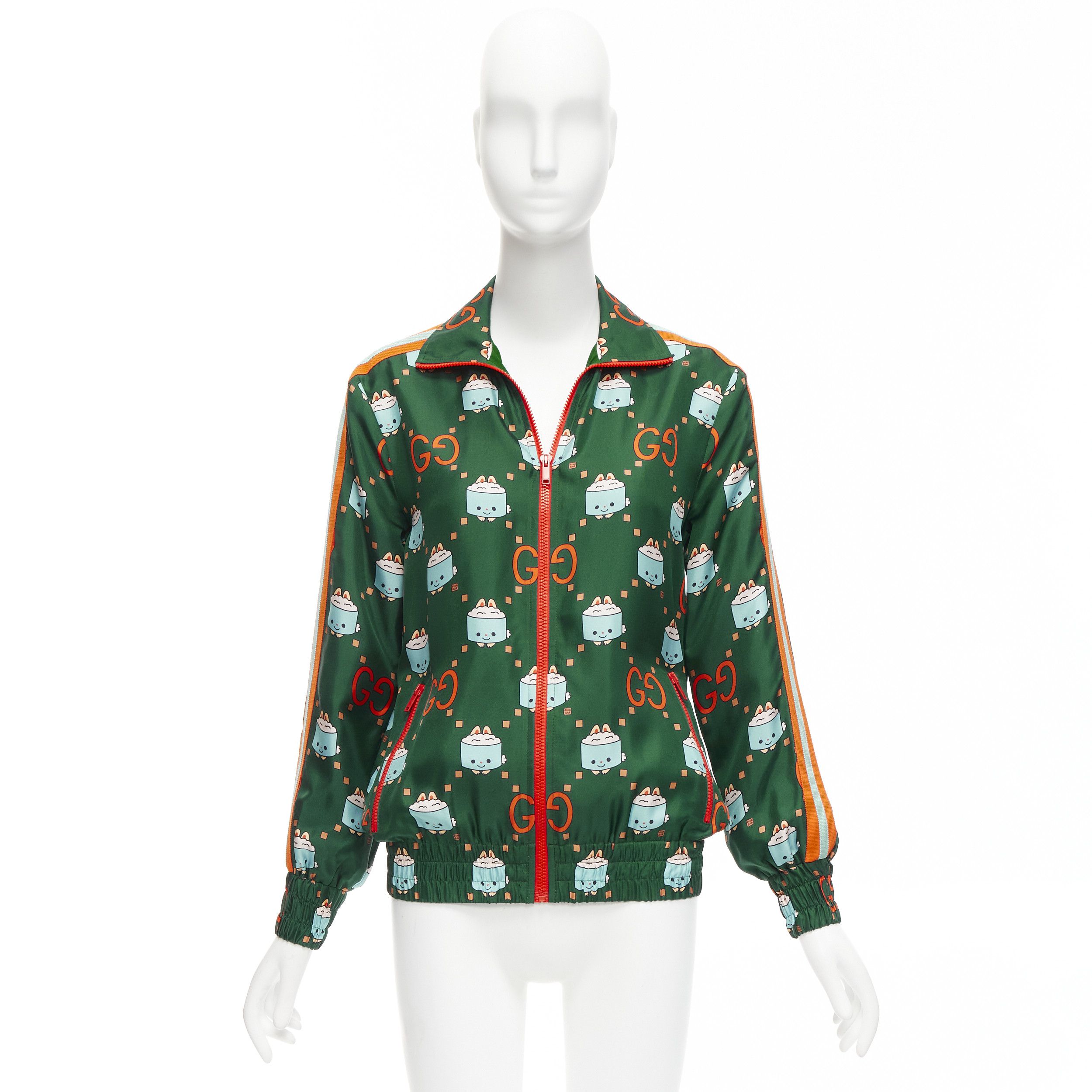 Gucci GUCCI 2023 Pikarar GG logo monogram green orange silk track jacket XXS Size XS / US 0-2 / IT 36-38 - 10 Thumbnail