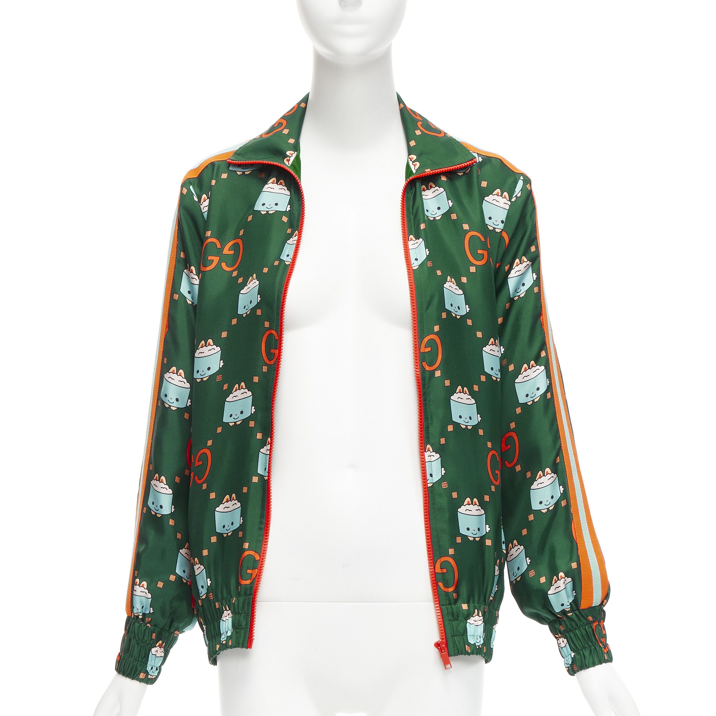 Gucci GUCCI 2023 Pikarar GG logo monogram green orange silk track jacket XXS Size XS / US 0-2 / IT 36-38 - 4 Thumbnail