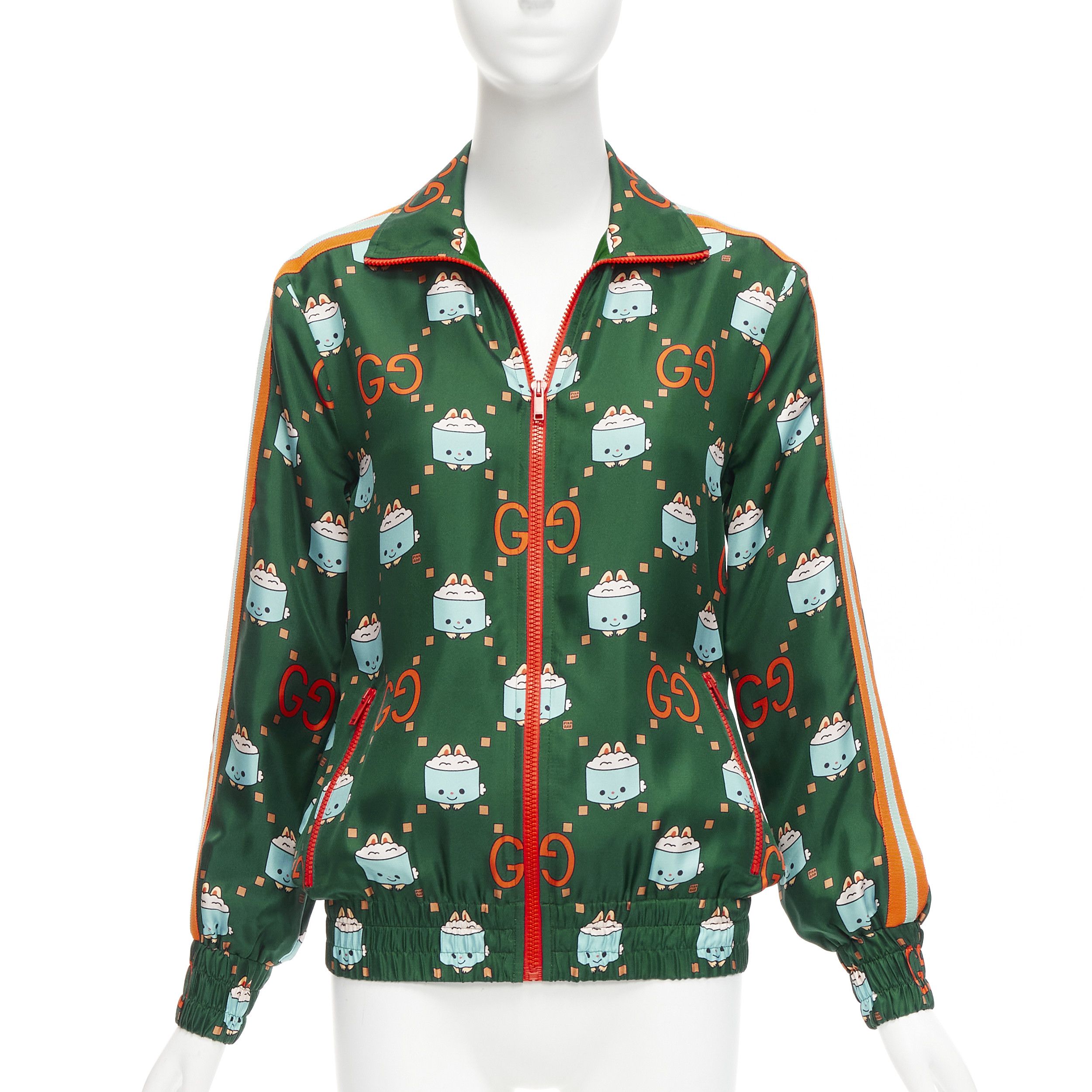 Gucci GUCCI 2023 Pikarar GG logo monogram green orange silk track jacket XXS Size XS / US 0-2 / IT 36-38 - 3 Thumbnail