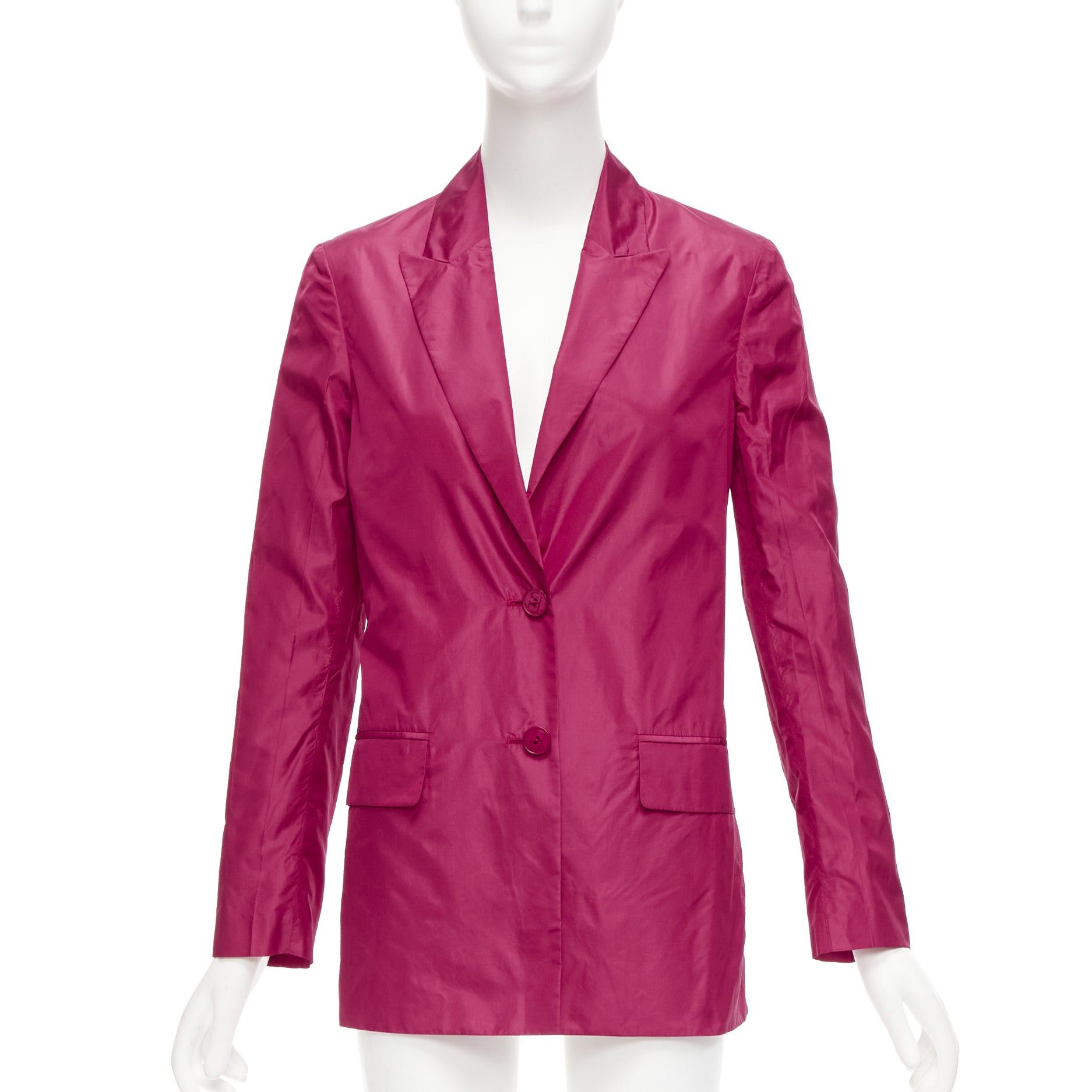 Valentino VALENTINO Piccioli 100% silk raspberry pink cinched waist casual blazer IT36 XXS Size XS / US 0-2 / IT 36-38 - 3 Thumbnail