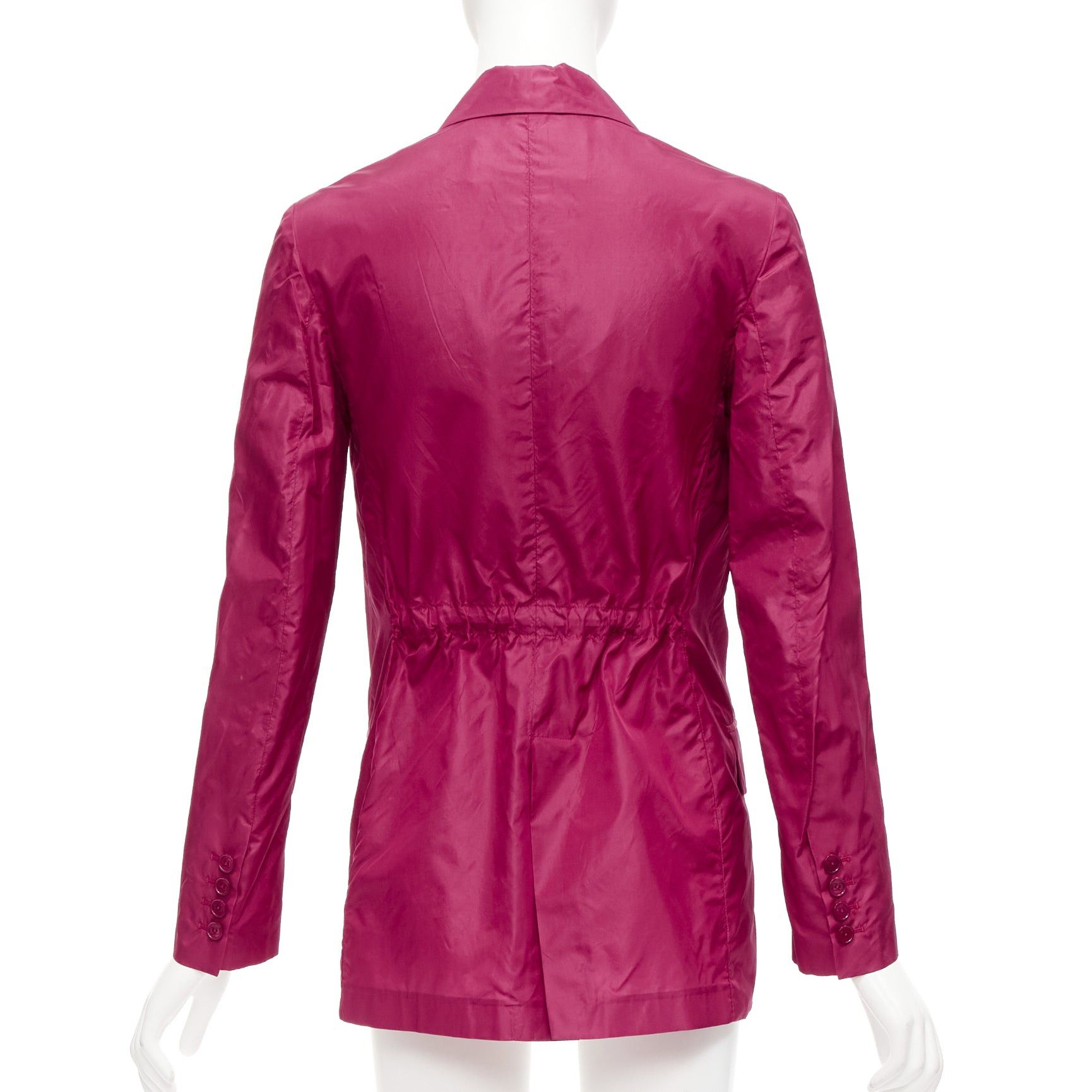Valentino VALENTINO Piccioli 100% silk raspberry pink cinched waist casual blazer IT36 XXS Size XS / US 0-2 / IT 36-38 - 6 Thumbnail