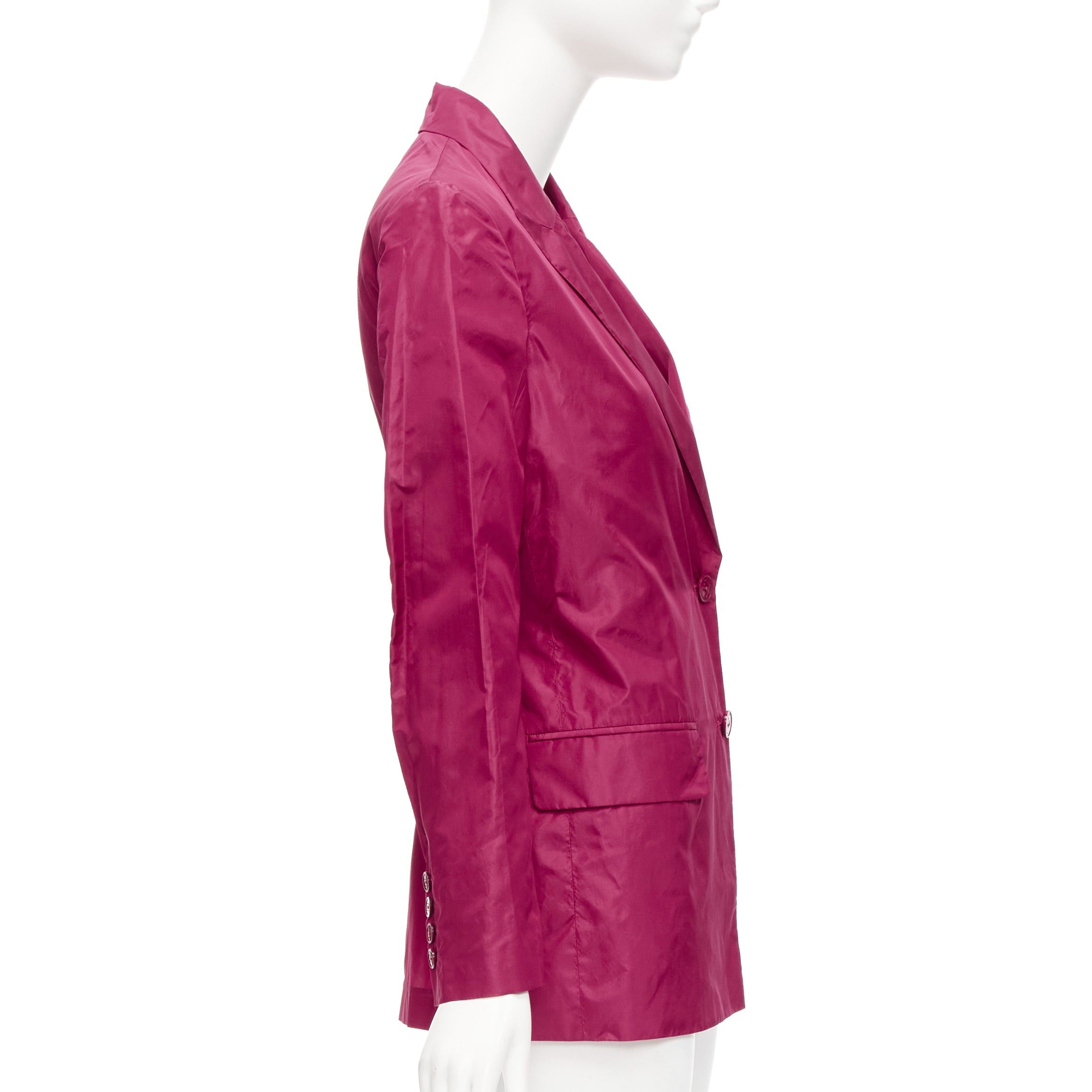 Valentino VALENTINO Piccioli 100% silk raspberry pink cinched waist casual blazer IT36 XXS Size XS / US 0-2 / IT 36-38 - 5 Thumbnail