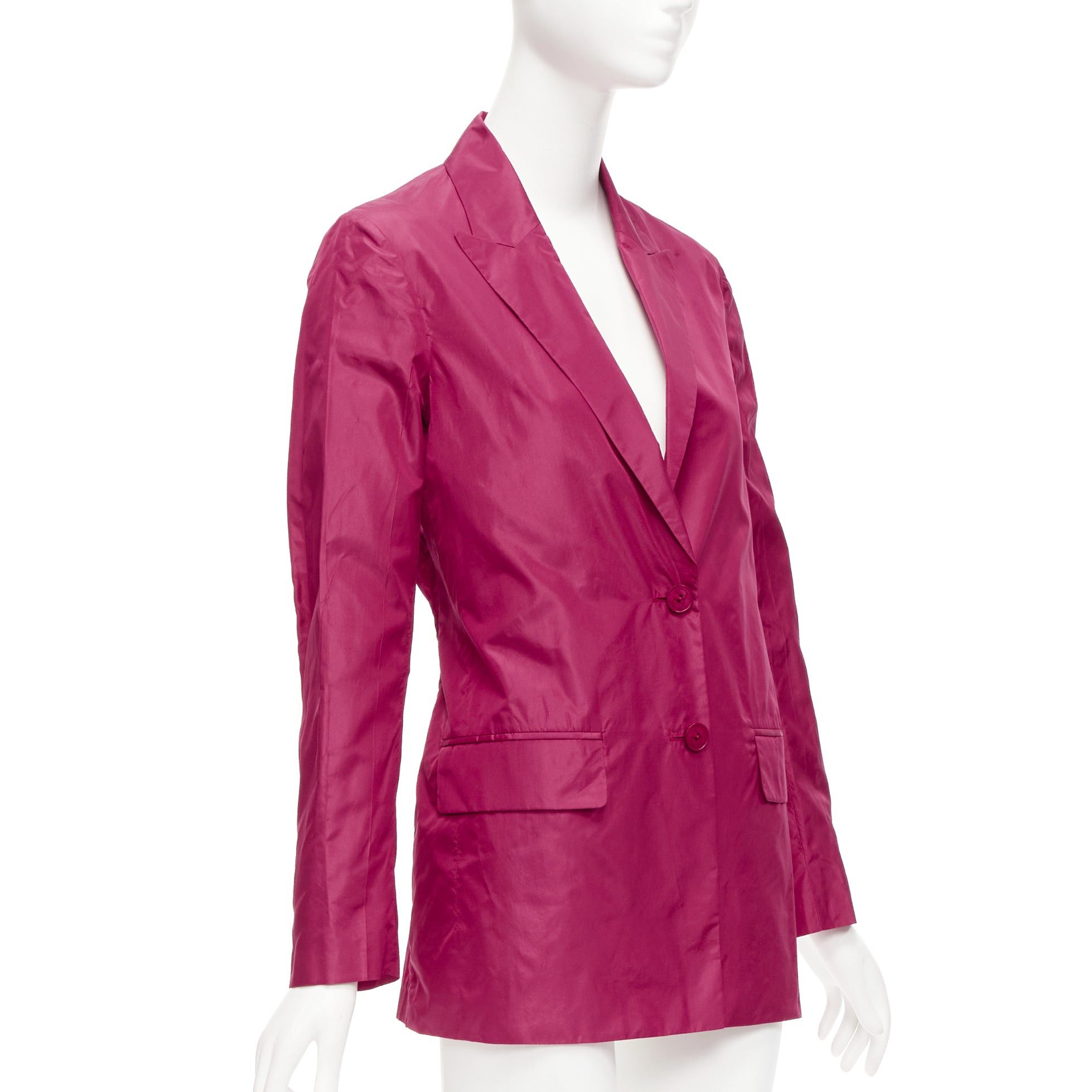 Valentino VALENTINO Piccioli 100% silk raspberry pink cinched waist casual blazer IT36 XXS Size XS / US 0-2 / IT 36-38 - 4 Thumbnail