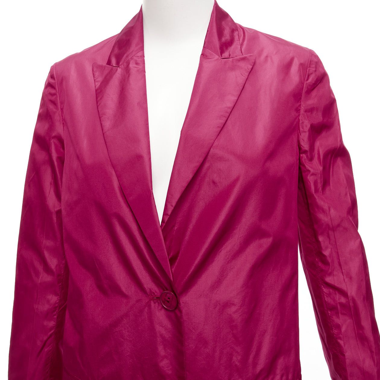 Valentino VALENTINO Piccioli 100% silk raspberry pink cinched waist casual blazer IT36 XXS Size XS / US 0-2 / IT 36-38 - 8 Thumbnail