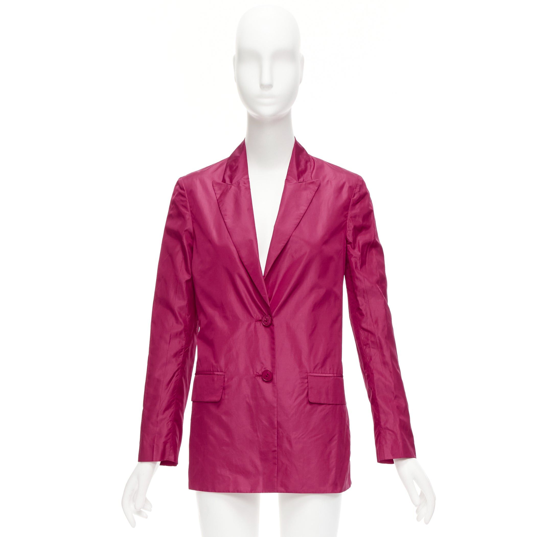 Valentino VALENTINO Piccioli 100% silk raspberry pink cinched waist casual blazer IT36 XXS Size XS / US 0-2 / IT 36-38 - 10 Thumbnail