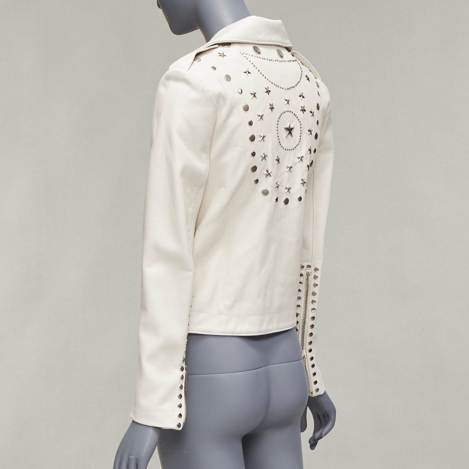 Nour Hammour NOUR HAMMOUR cream lambskin fringe silver studs western biker jacket FR34 XS Size XXS / US 00 / IT 34 - 7 Thumbnail