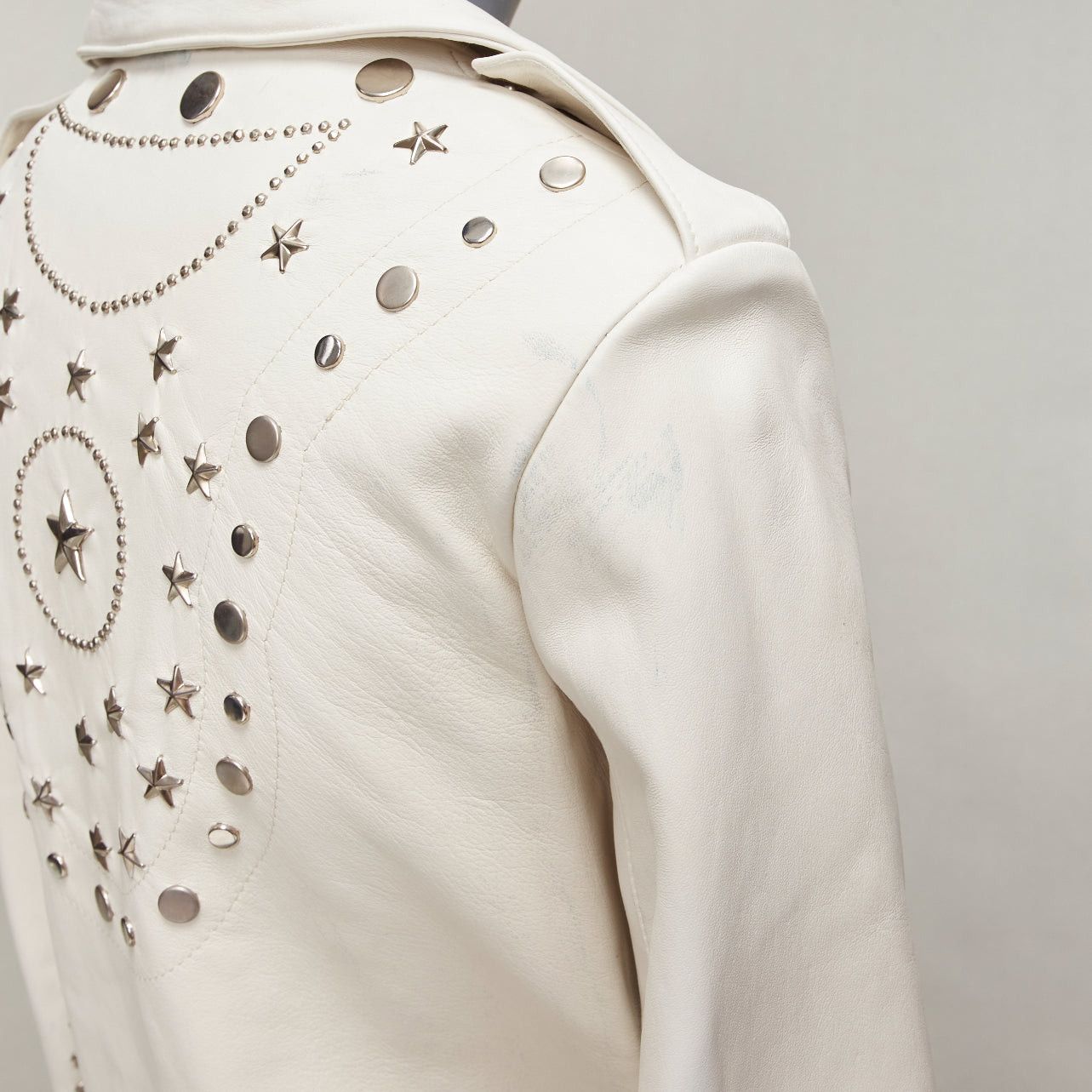 Nour Hammour NOUR HAMMOUR cream lambskin fringe silver studs western biker jacket FR34 XS Size XXS / US 00 / IT 34 - 9 Thumbnail
