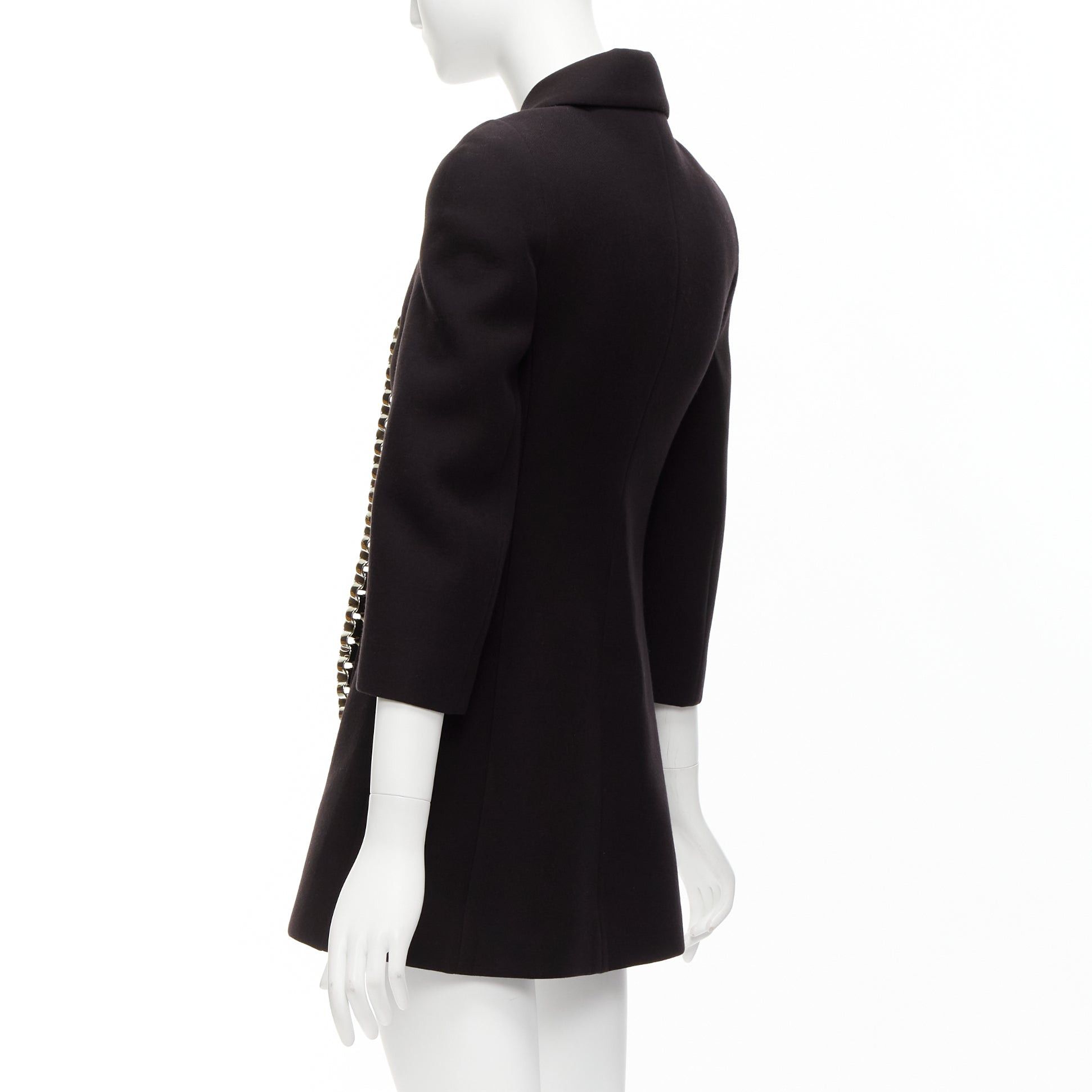 Other DAVID KOMA Runway Cady chunky chain trim black fit flare coat dress UK6 XS Size XS / US 0-2 / IT 36-38 - 7 Thumbnail