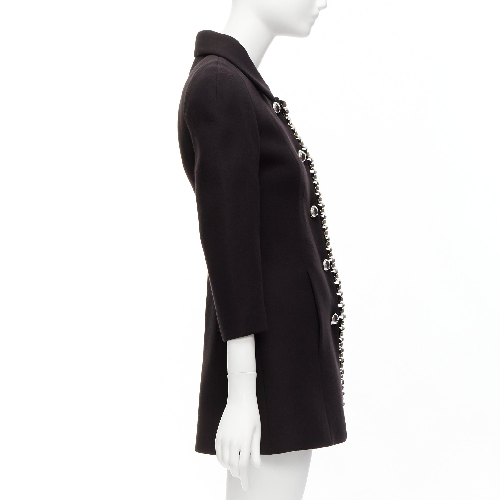 Other DAVID KOMA Runway Cady chunky chain trim black fit flare coat dress UK6 XS Size XS / US 0-2 / IT 36-38 - 5 Thumbnail
