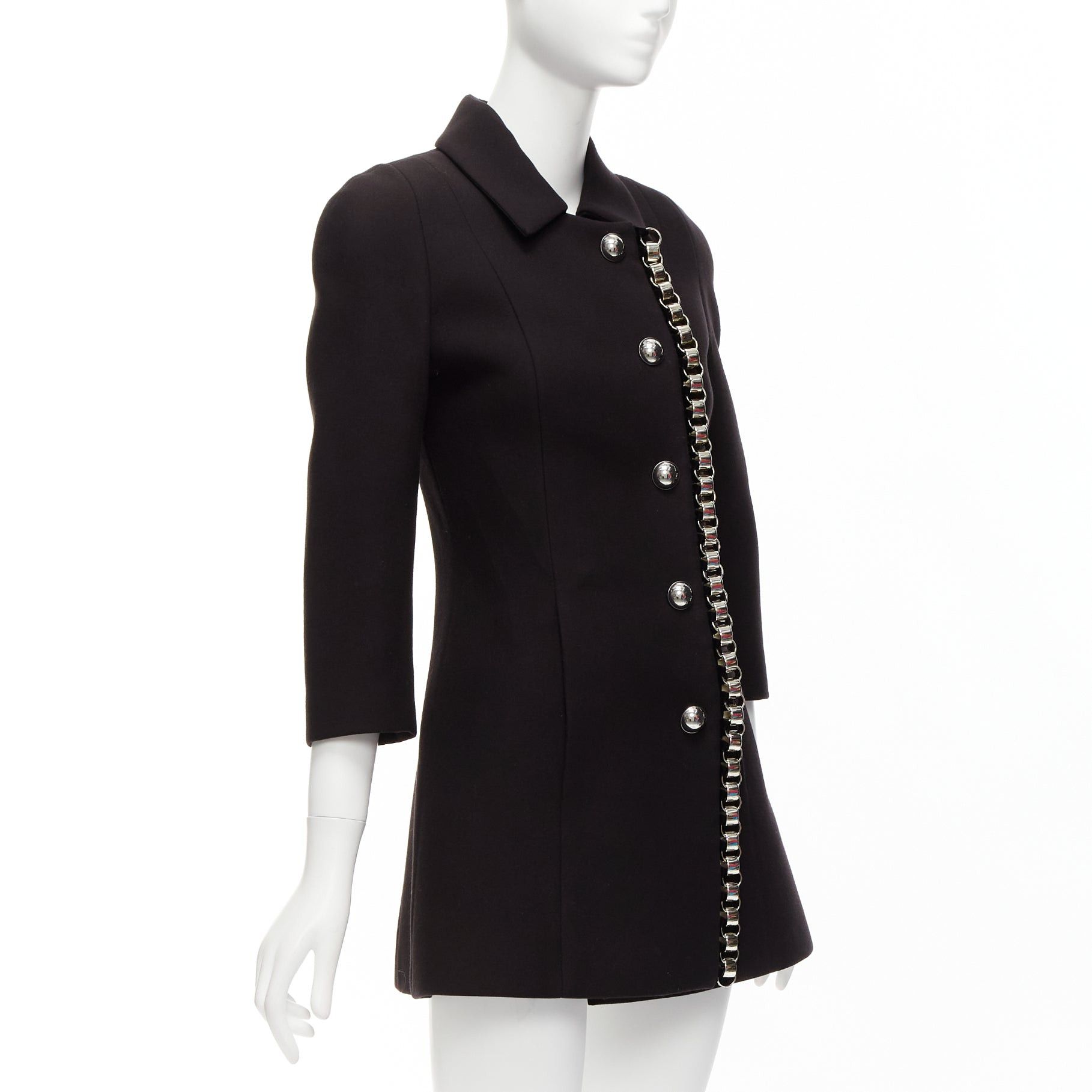 Other DAVID KOMA Runway Cady chunky chain trim black fit flare coat dress UK6 XS Size XS / US 0-2 / IT 36-38 - 4 Thumbnail