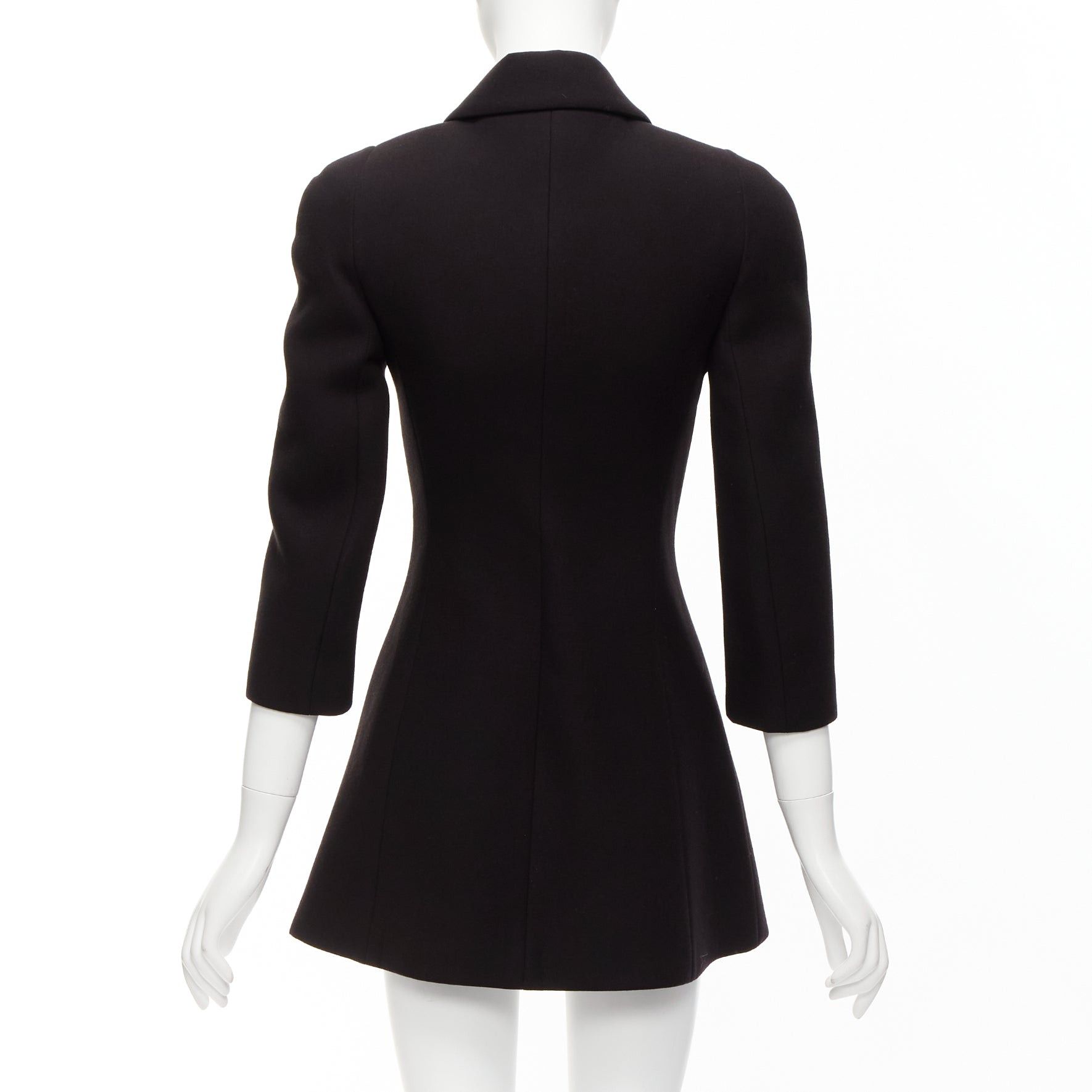Other DAVID KOMA Runway Cady chunky chain trim black fit flare coat dress UK6 XS Size XS / US 0-2 / IT 36-38 - 6 Thumbnail