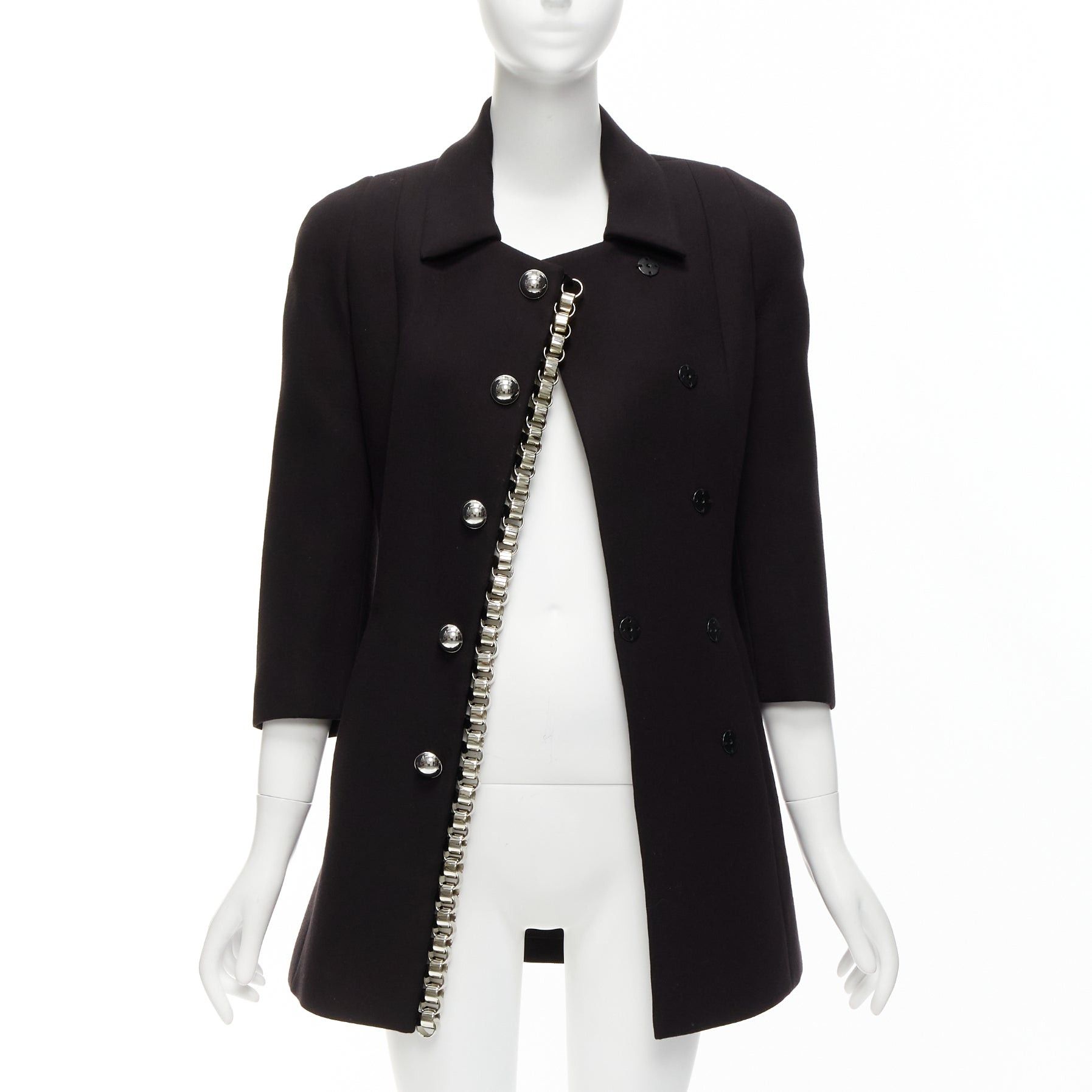 Other DAVID KOMA Runway Cady chunky chain trim black fit flare coat dress UK6 XS Size XS / US 0-2 / IT 36-38 - 3 Thumbnail