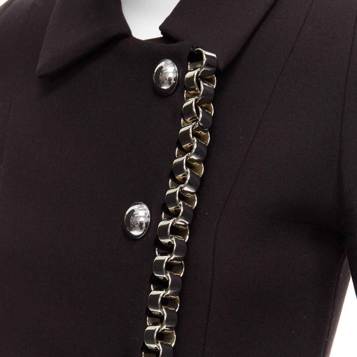 Other DAVID KOMA Runway Cady chunky chain trim black fit flare coat dress UK6 XS Size XS / US 0-2 / IT 36-38 - 2 Thumbnail