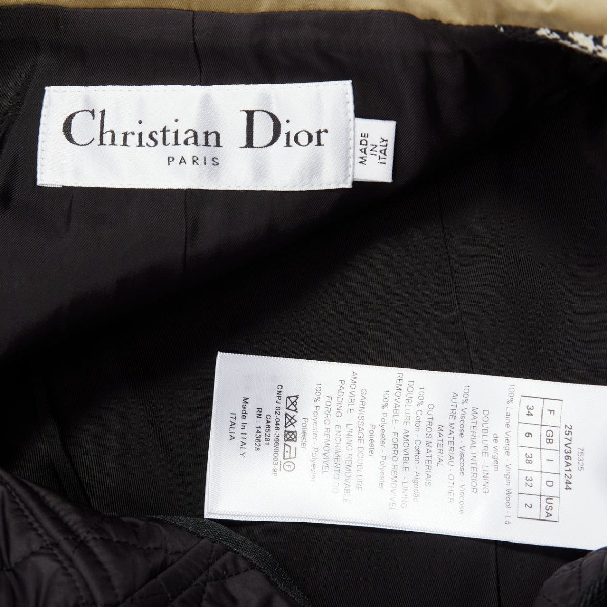 Dior CHRISTIAN DIOR 2022 black white virgin wool Cannage lined bar jacket FR34 XS Size XS / US 0-2 / IT 36-38 - 10 Thumbnail