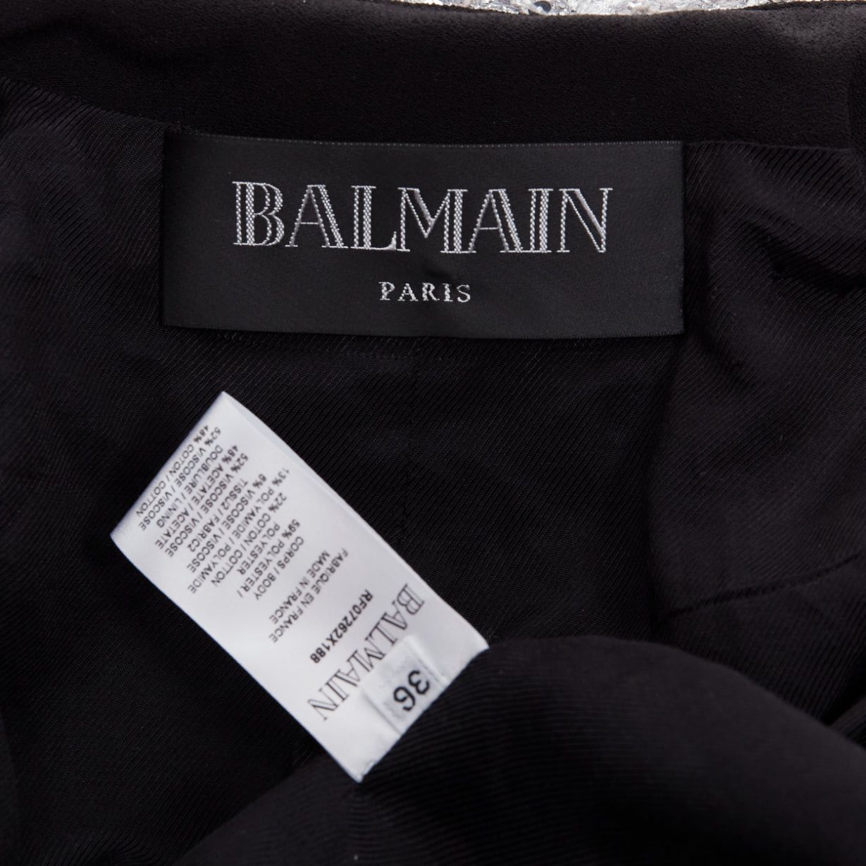 Balmain BALMAIN silver sequinned metallic boucle tweed hooded power shoulder jacket FR36 S Size S / US 4 / IT 40 - 9 Thumbnail