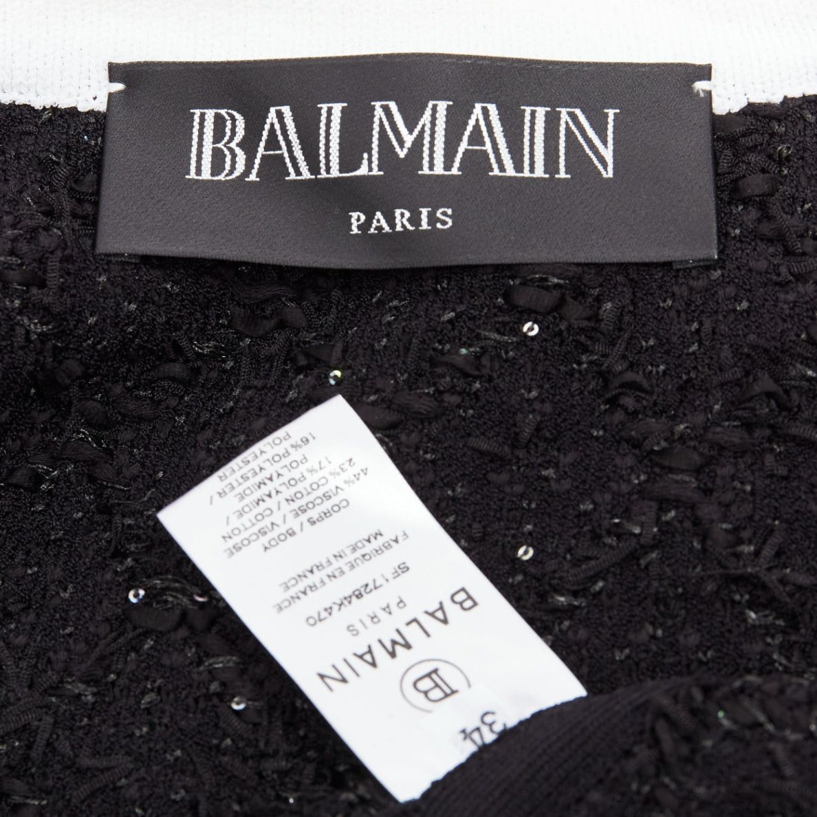 Balmain BALMAIN black white metallic tweed 4 pockets cropped blazer jacket FR34 XS Size XS / US 0-2 / IT 36-38 - 9 Thumbnail