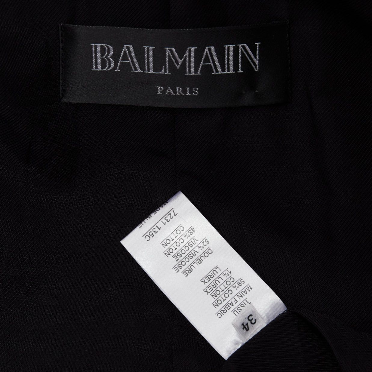 Balmain BALMAIN metallic gold striped black cotton blend double breasted blazer FR34 XS Size XS / US 0-2 / IT 36-38 - 9 Thumbnail