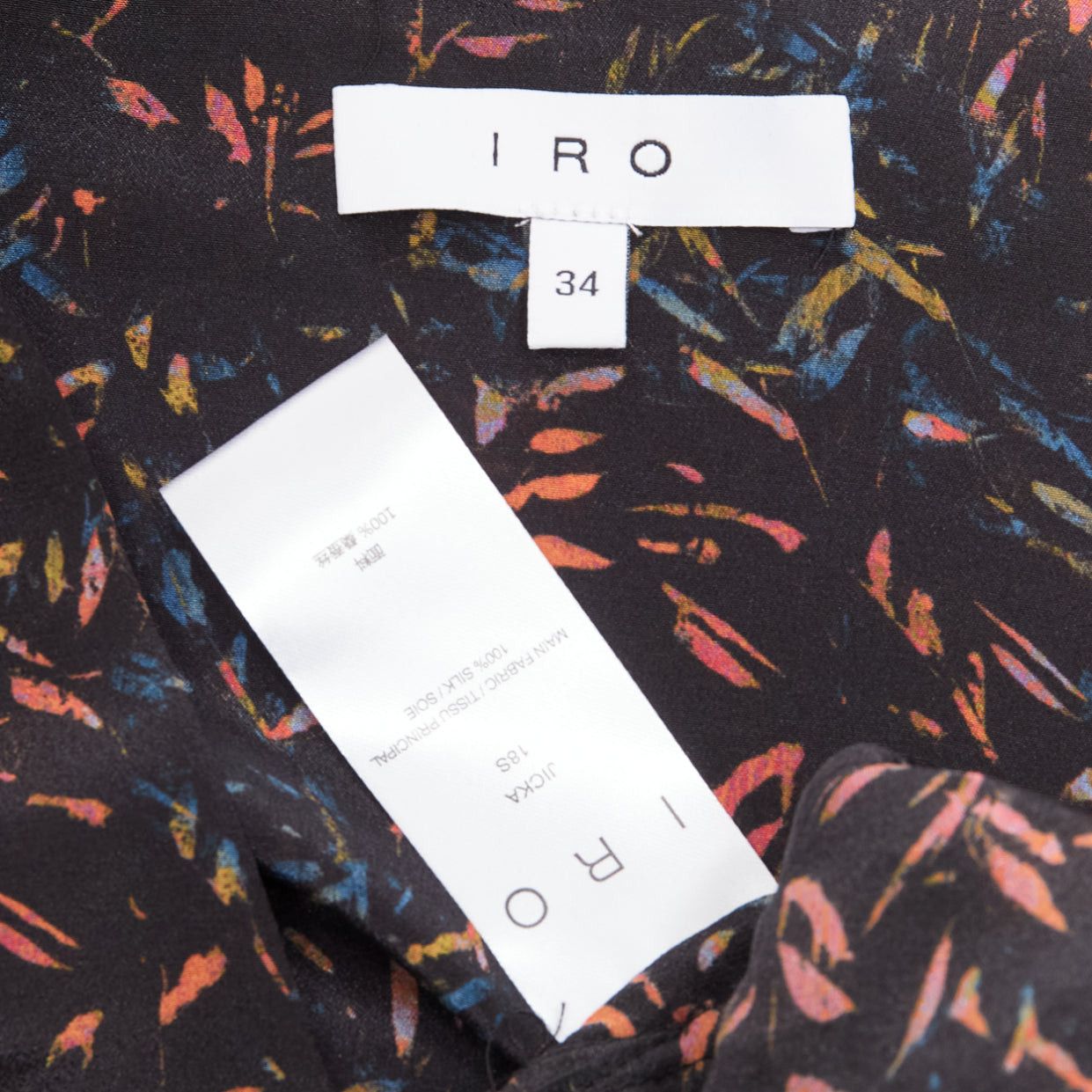 Iro IRO 2018 Jicka 100% silk black coral orange floral ruffle short dress FR34 XS Size XS / US 0-2 / IT 36-38 - 8 Thumbnail