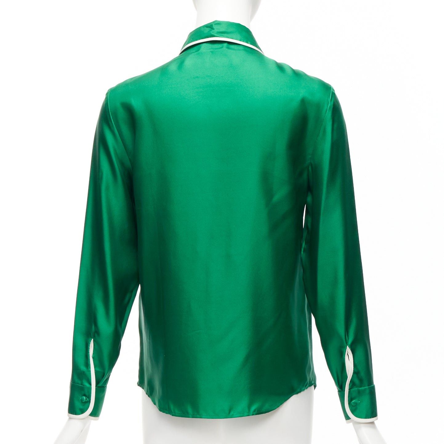 RED Valentino RED VALENTINO 2022 100% silk green bow tie Peter Pan blouse shirt IT38 XS Size XS / US 0-2 / IT 36-38 - 5 Thumbnail