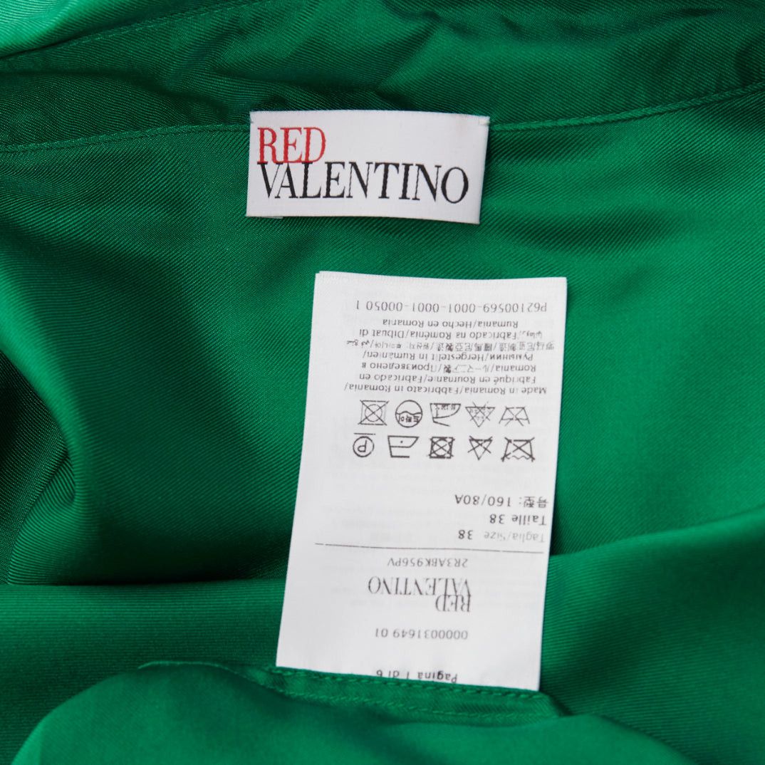 RED Valentino RED VALENTINO 2022 100% silk green bow tie Peter Pan blouse shirt IT38 XS Size XS / US 0-2 / IT 36-38 - 8 Thumbnail