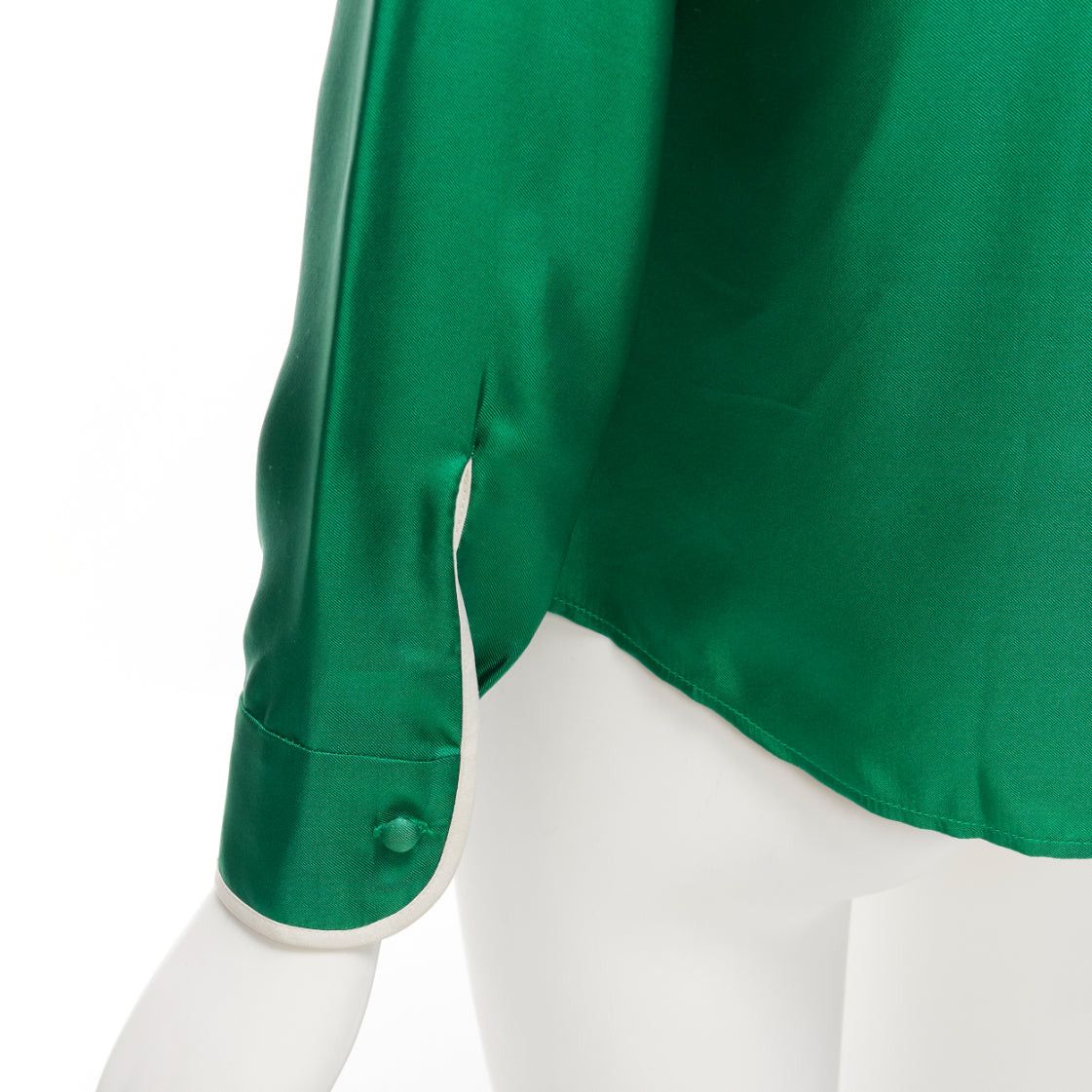 RED Valentino RED VALENTINO 2022 100% silk green bow tie Peter Pan blouse shirt IT38 XS Size XS / US 0-2 / IT 36-38 - 2 Thumbnail