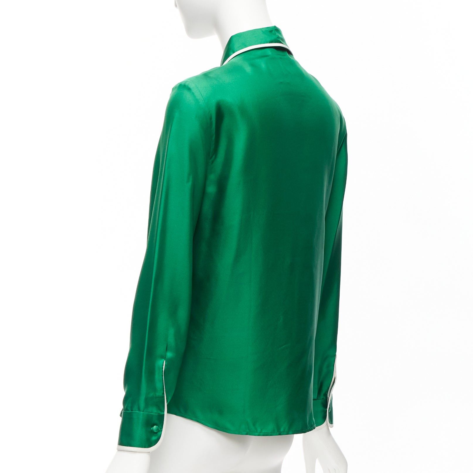RED Valentino RED VALENTINO 2022 100% silk green bow tie Peter Pan blouse shirt IT38 XS Size XS / US 0-2 / IT 36-38 - 6 Thumbnail