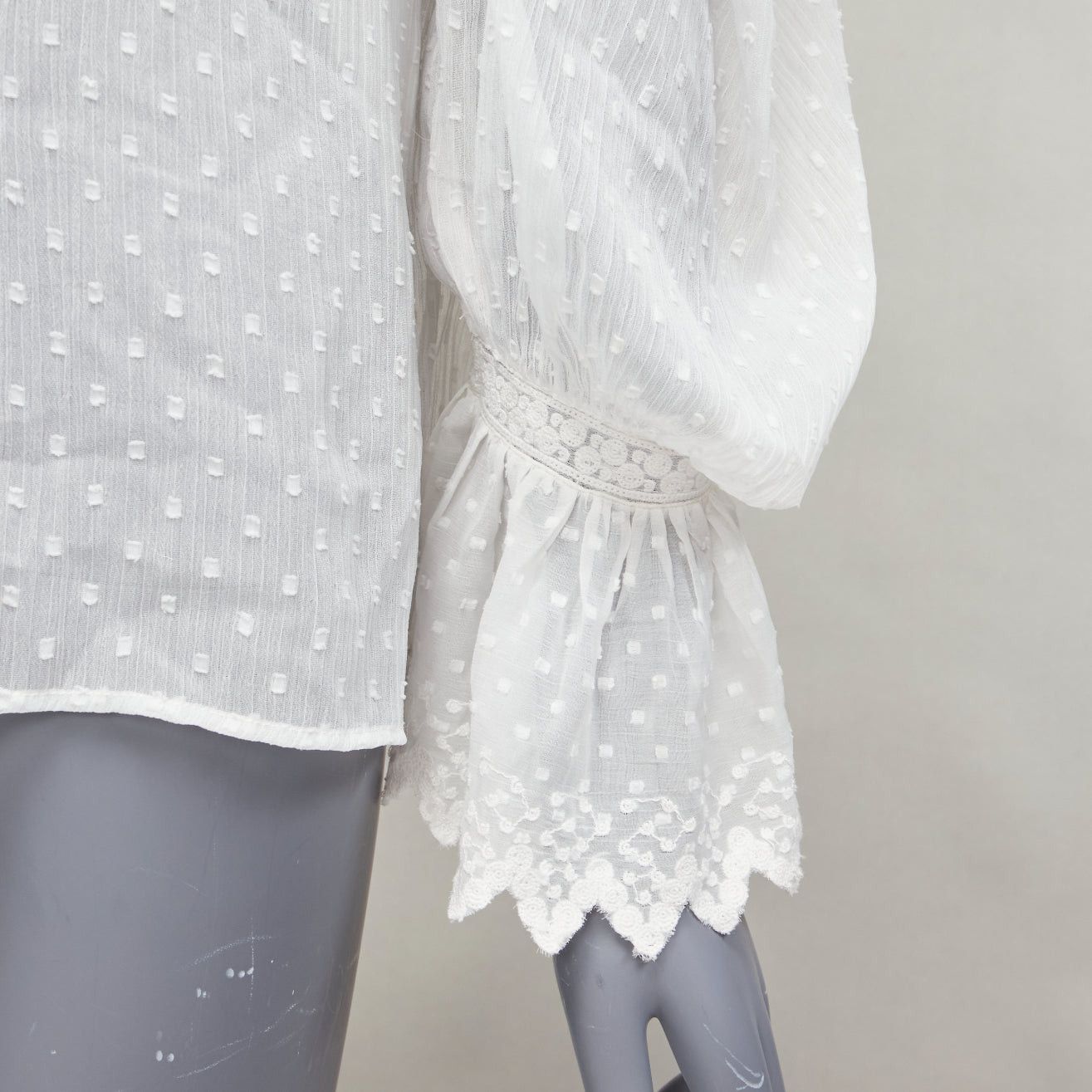 Etro ETRO white textured plisse ruffle collar cuff boho peasant blouse IT38 XS Size XS / US 0-2 / IT 36-38 - 8 Thumbnail
