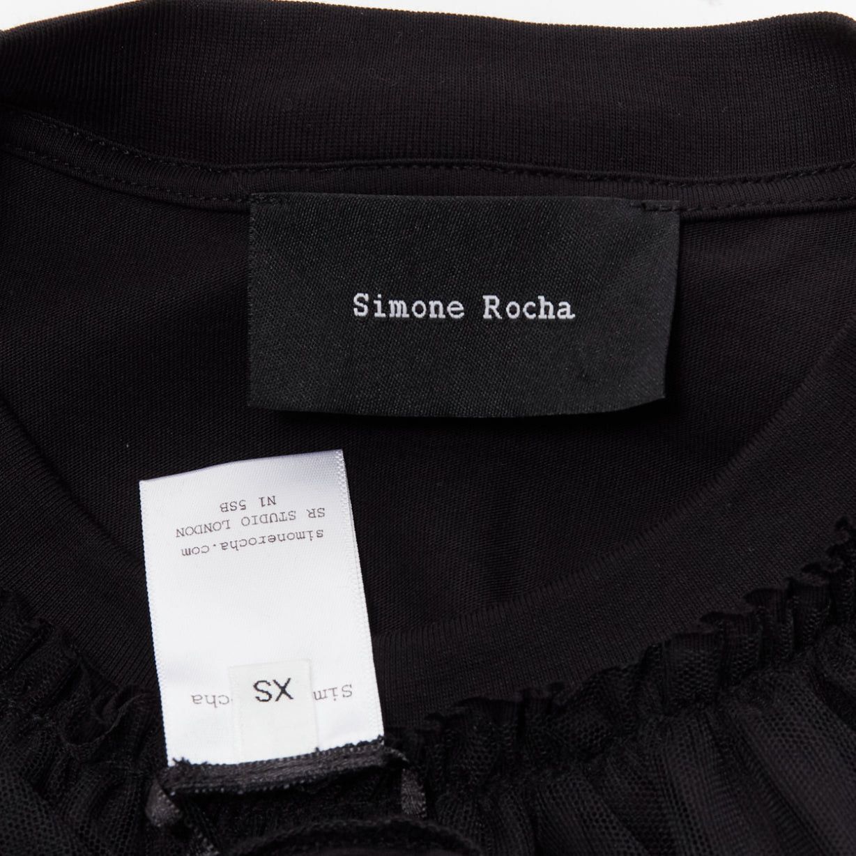 Simone Rocha SIMONE ROCHA black cotton sheer overlay puff sleeves ruffle tshirt XS Size S / US 4 / IT 40 - 8 Thumbnail