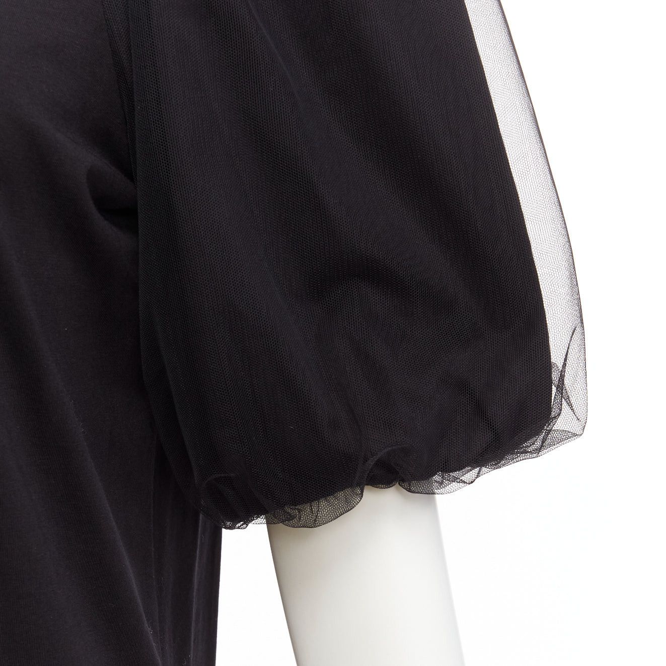 Simone Rocha SIMONE ROCHA black cotton sheer overlay puff sleeves ruffle tshirt XS Size S / US 4 / IT 40 - 7 Thumbnail