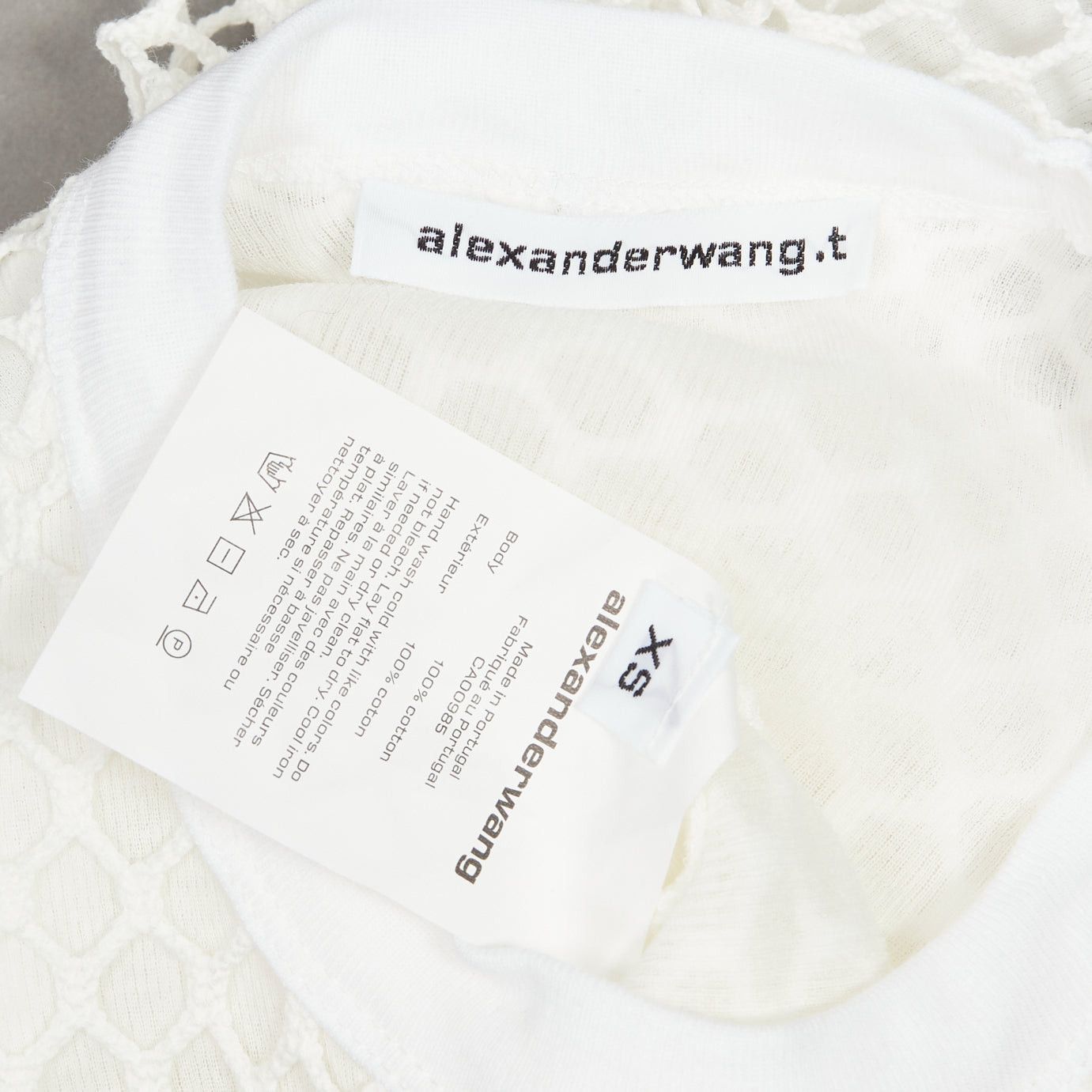 T by Alexander Wang T ALEXANDER WANG white cotton net overlay crew neck fitted top XS Size S / US 4 / IT 40 - 9 Thumbnail