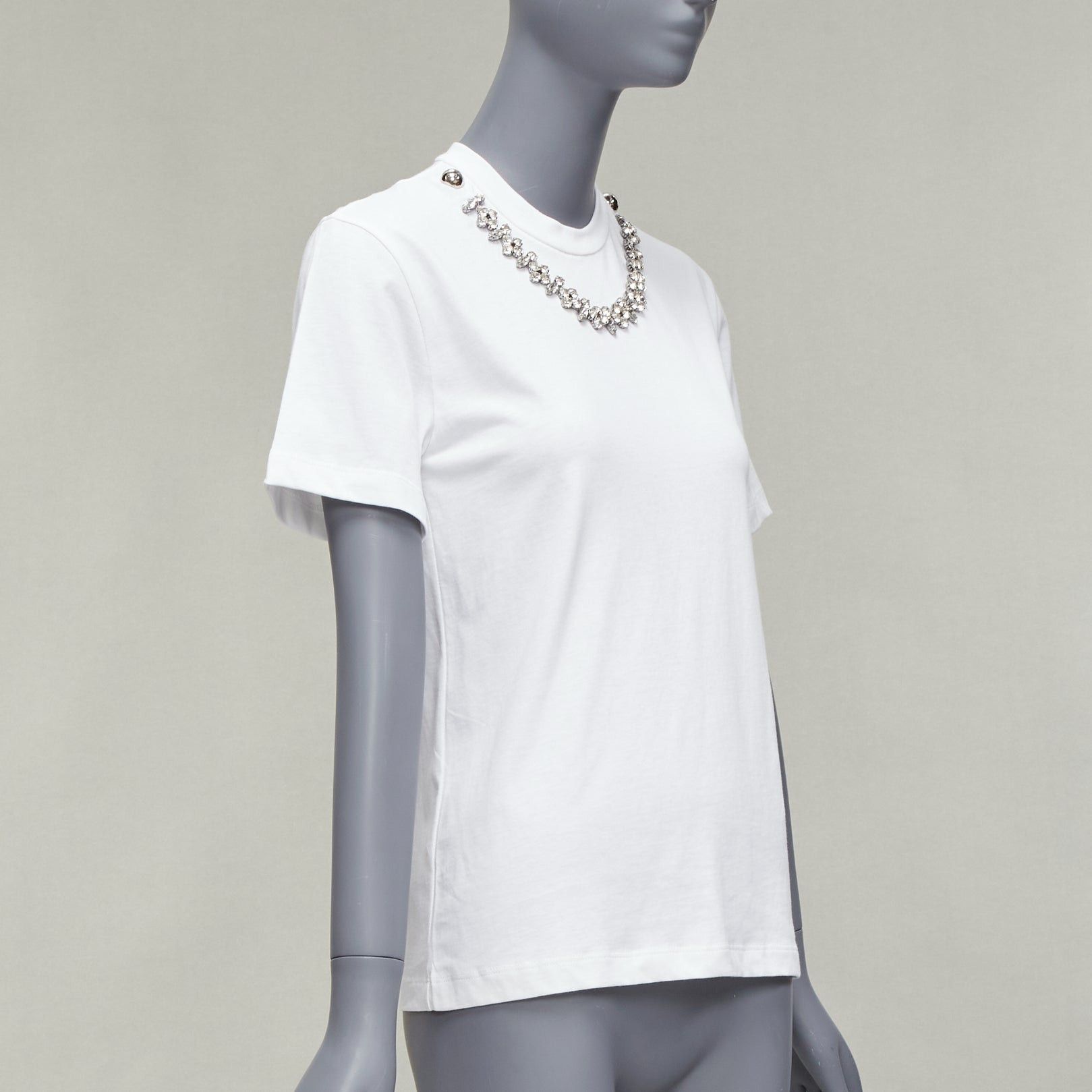 Christopher Kane CHRISTOPHER KANE crystal rhinestone dome stud necklace white cotton tshirt XS Size S / US 4 / IT 40 - 3 Thumbnail