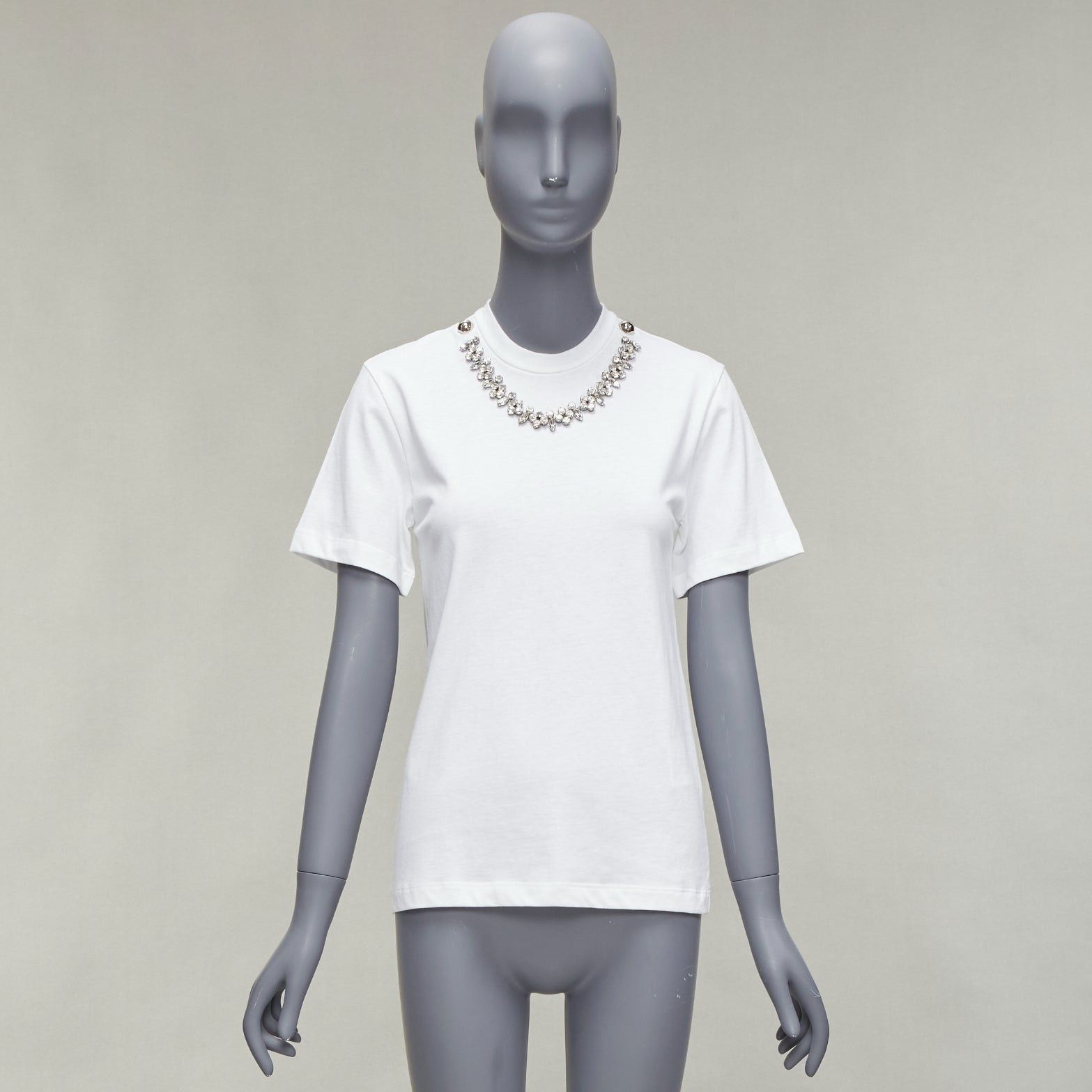 Christopher Kane CHRISTOPHER KANE crystal rhinestone dome stud necklace white cotton tshirt XS Size S / US 4 / IT 40 - 9 Thumbnail