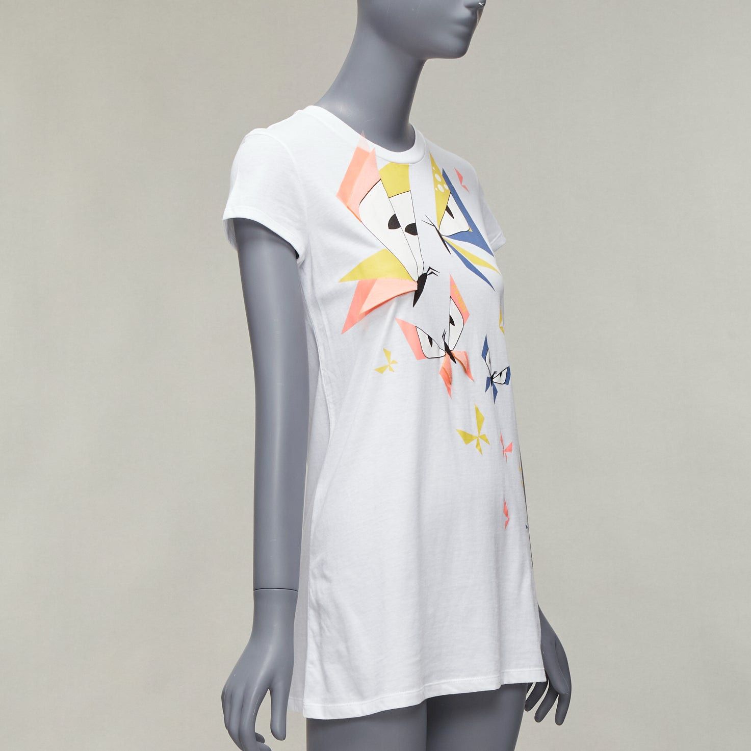 Fendi FENDI KIDS Angry Monster Butterfly applique white cap sleeve long tshirt 12Y XS Size XS / US 0-2 / IT 36-38 - 3 Thumbnail
