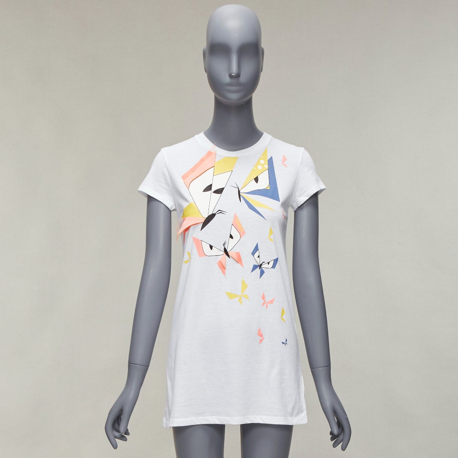 Fendi FENDI KIDS Angry Monster Butterfly applique white cap sleeve long tshirt 12Y XS Size XS / US 0-2 / IT 36-38 - 10 Thumbnail