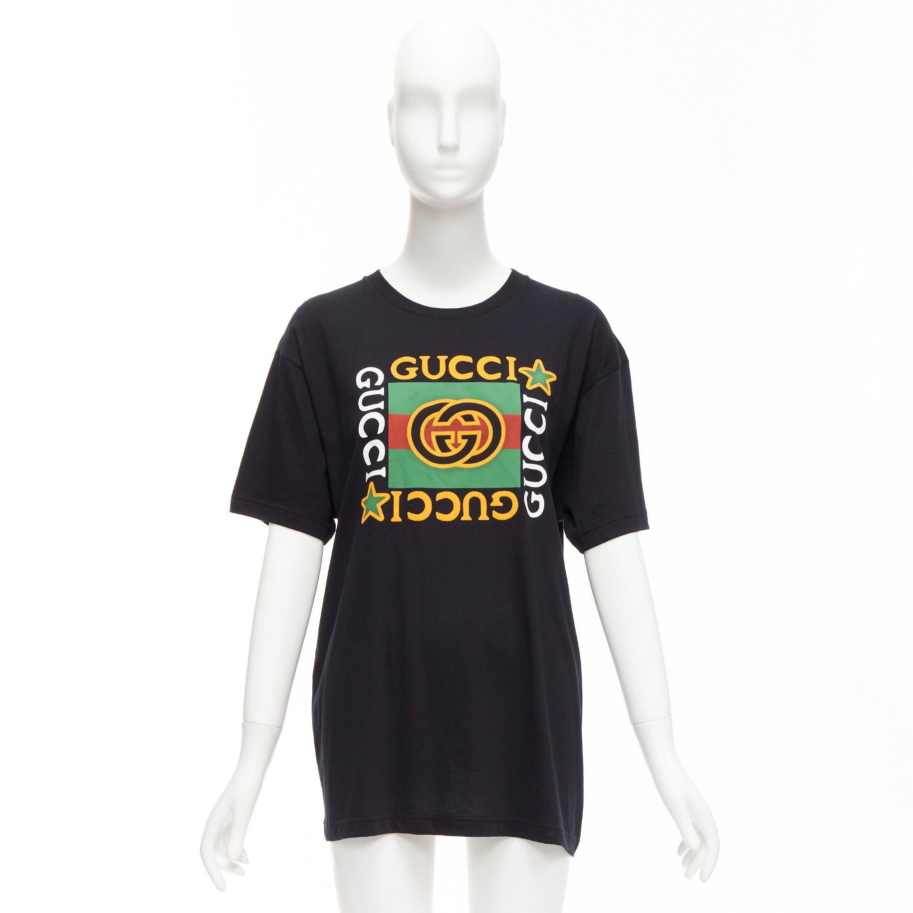 Gucci GUCCI black Vintage GG box logo cotton long relaxed tshirt XXS Size XS / US 0-2 / IT 36-38 - 9 Thumbnail