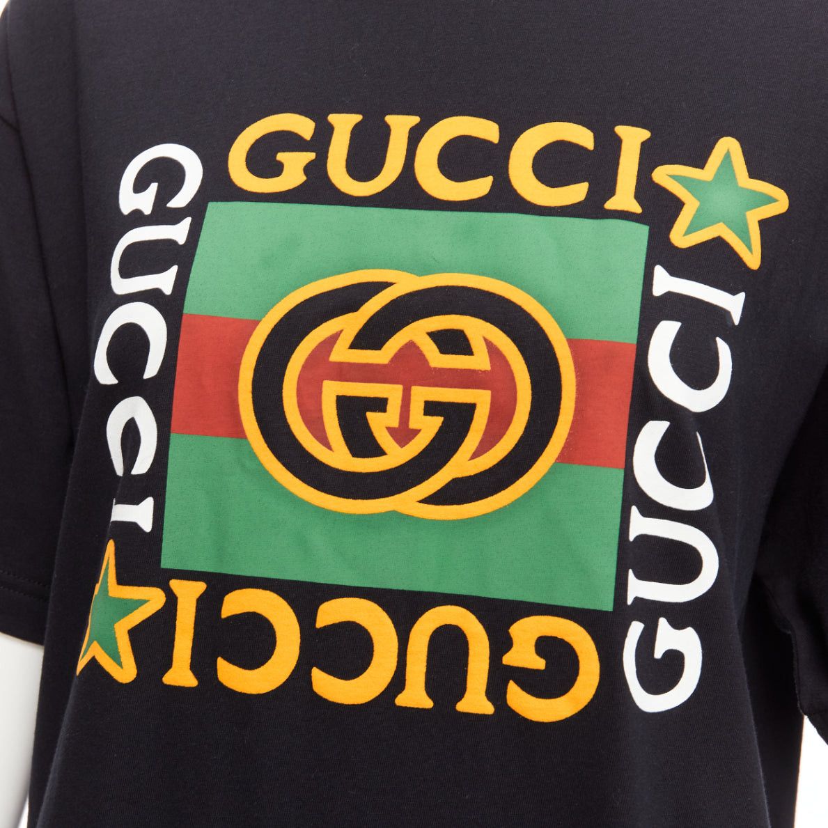 Gucci GUCCI black Vintage GG box logo cotton long relaxed tshirt XXS Size XS / US 0-2 / IT 36-38 - 2 Thumbnail