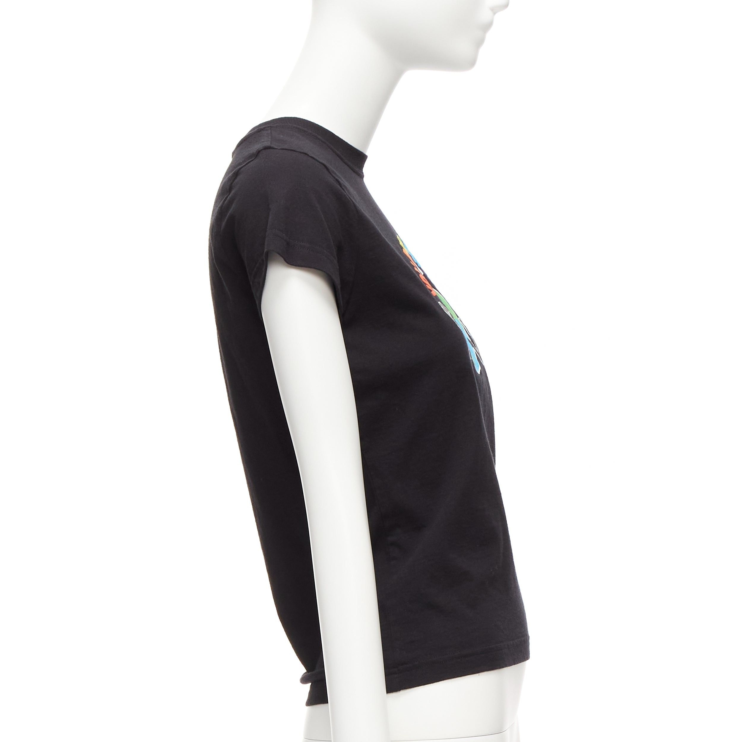 Balenciaga BALENCIAGA 2018 black You Are The World rainbow globe print cropped tshirt XS Size S / US 4 / IT 40 - 4 Thumbnail