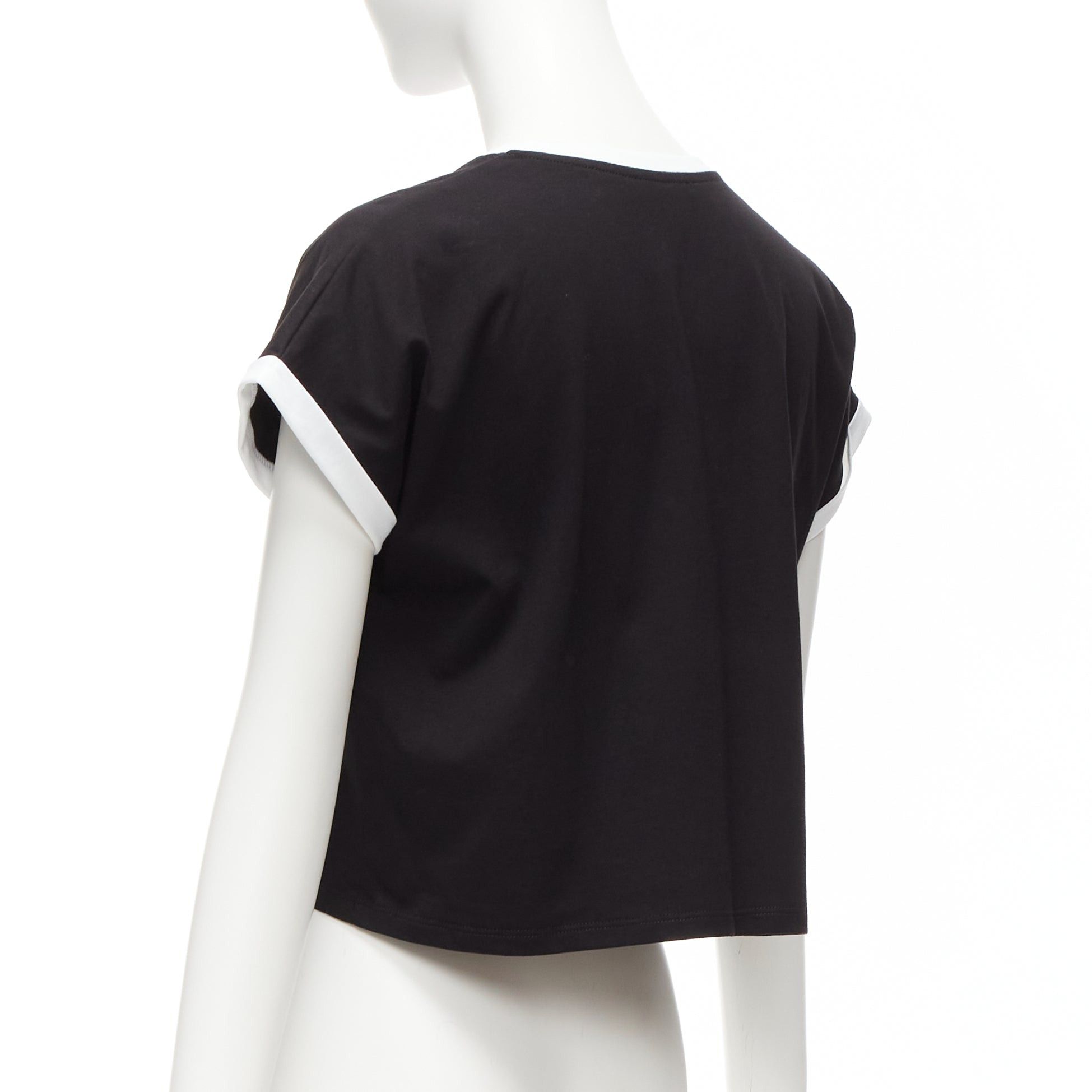 Balmain BALMAIN black white logo cap short sleeve ringer cropped tshirt XXS Size XS / US 0-2 / IT 36-38 - 6 Thumbnail