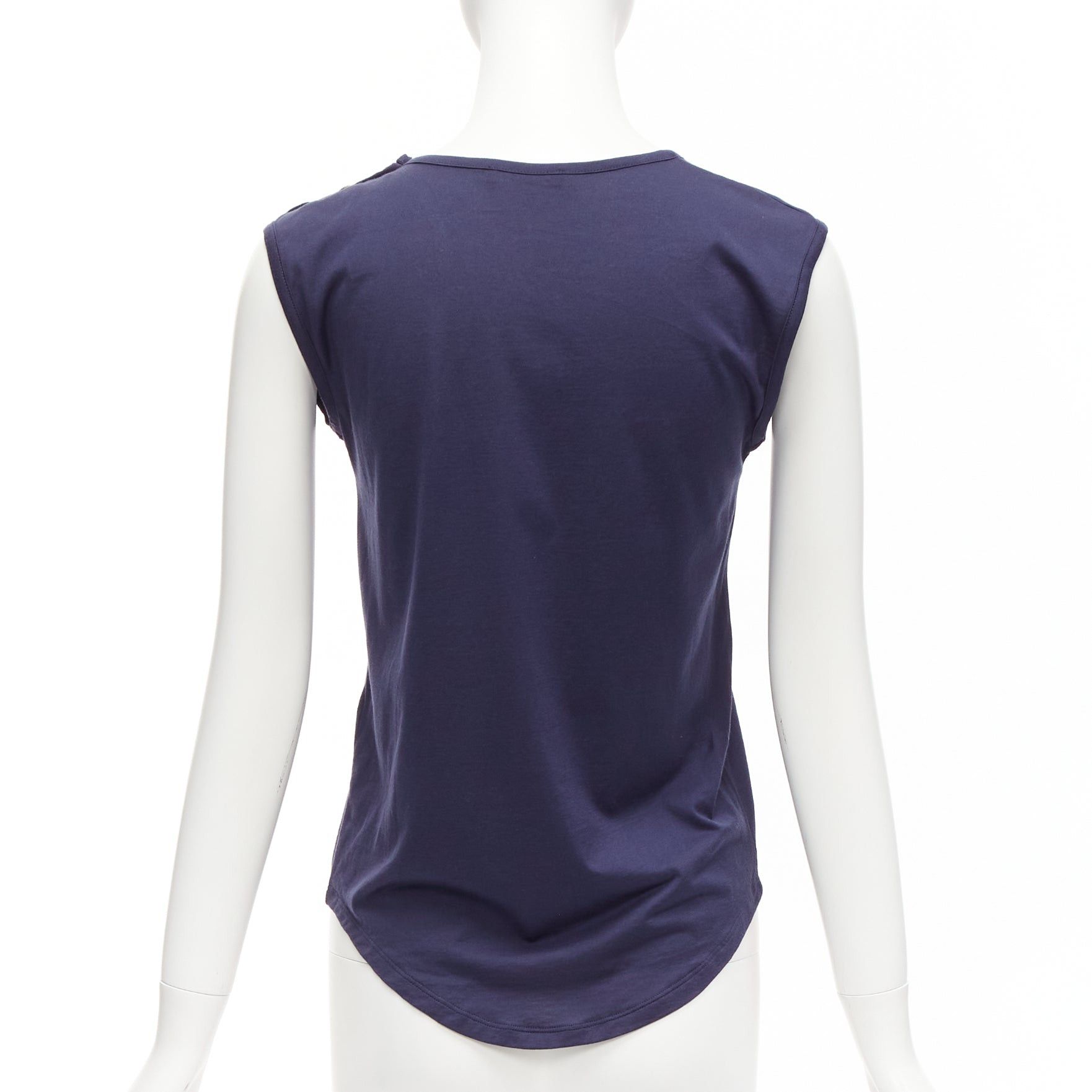 Balmain BALMAIN navy gold foil logo military button shoulder tank top FR34 XS Size XS / US 0-2 / IT 36-38 - 5 Thumbnail