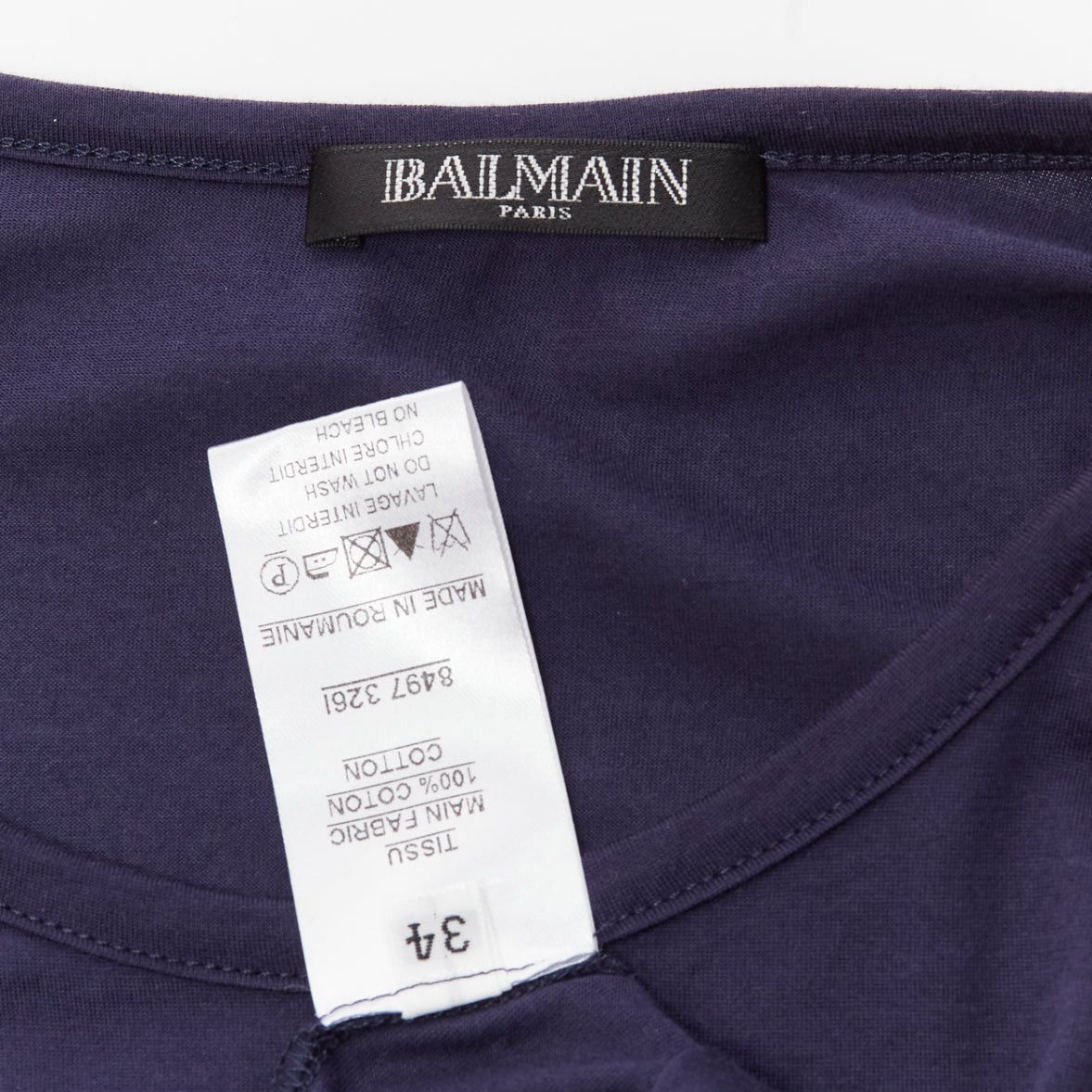 Balmain BALMAIN navy gold foil logo military button shoulder tank top FR34 XS Size XS / US 0-2 / IT 36-38 - 8 Thumbnail