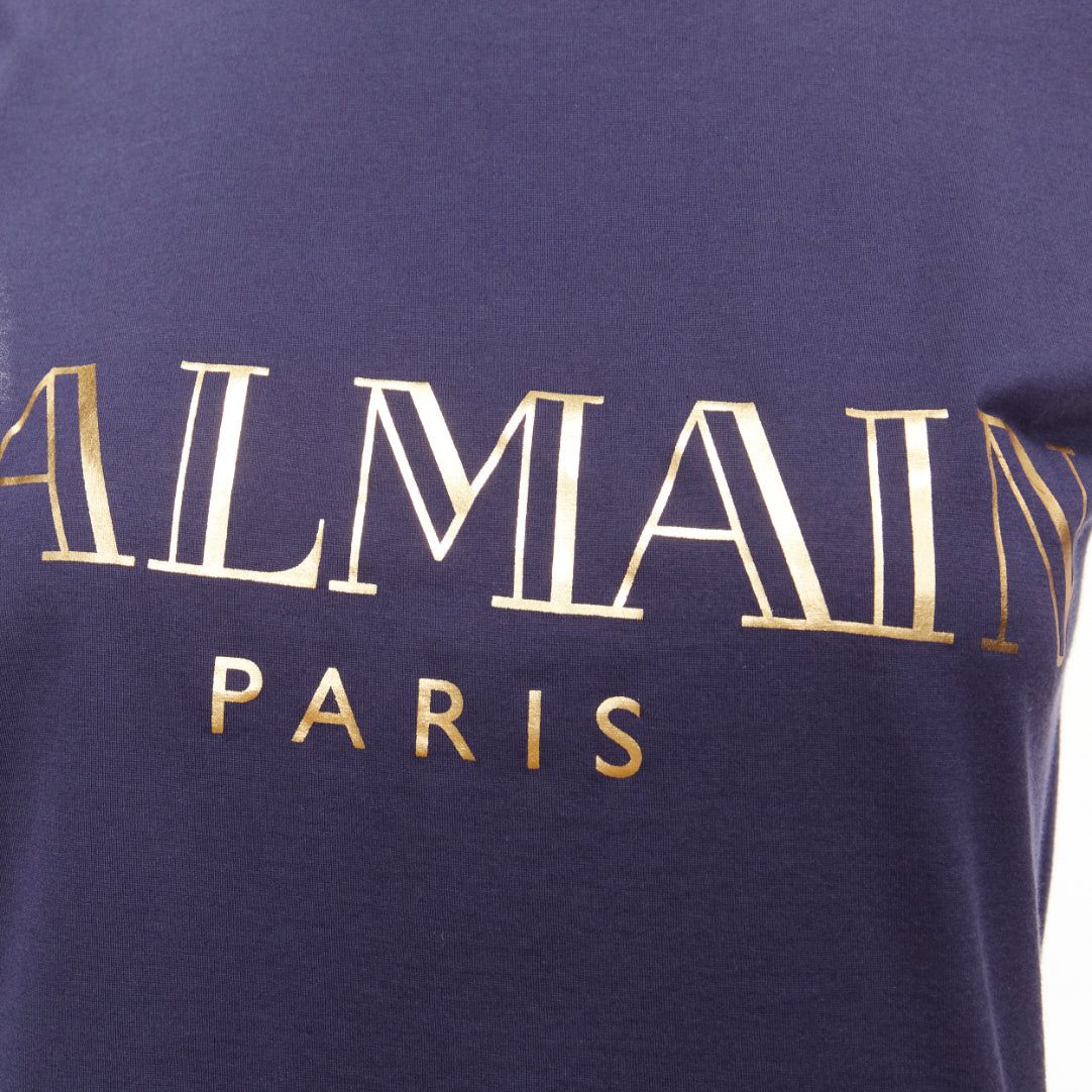 Balmain BALMAIN navy gold foil logo military button shoulder tank top FR34 XS Size XS / US 0-2 / IT 36-38 - 7 Thumbnail