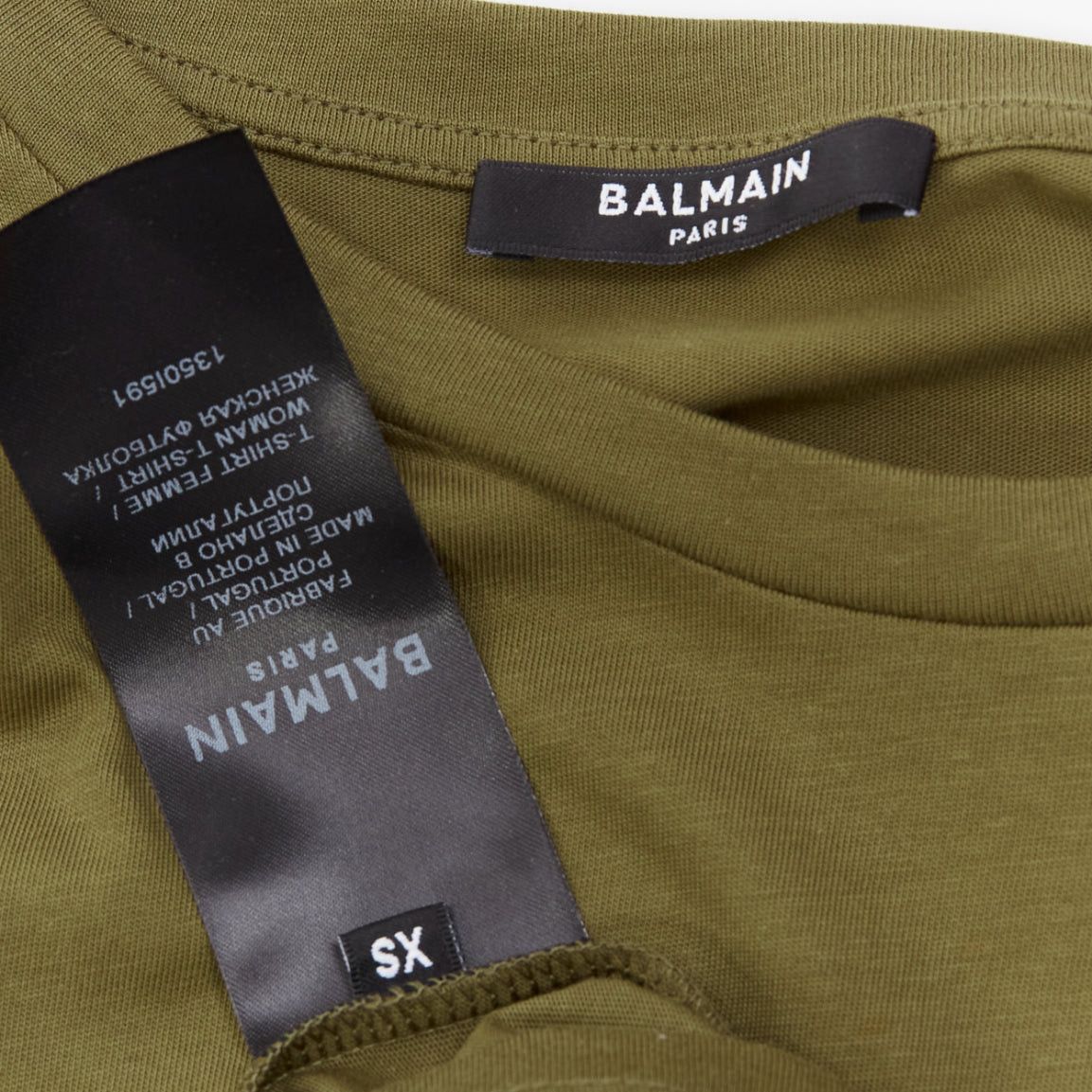Balmain BALMAIN green brown distressed logo military buttons tshirt XS Size S / US 4 / IT 40 - 8 Thumbnail